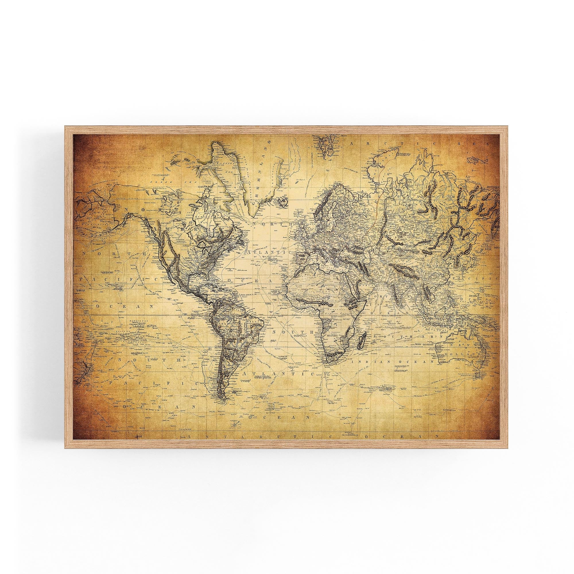 Vintage World Map Old Wall Art #2