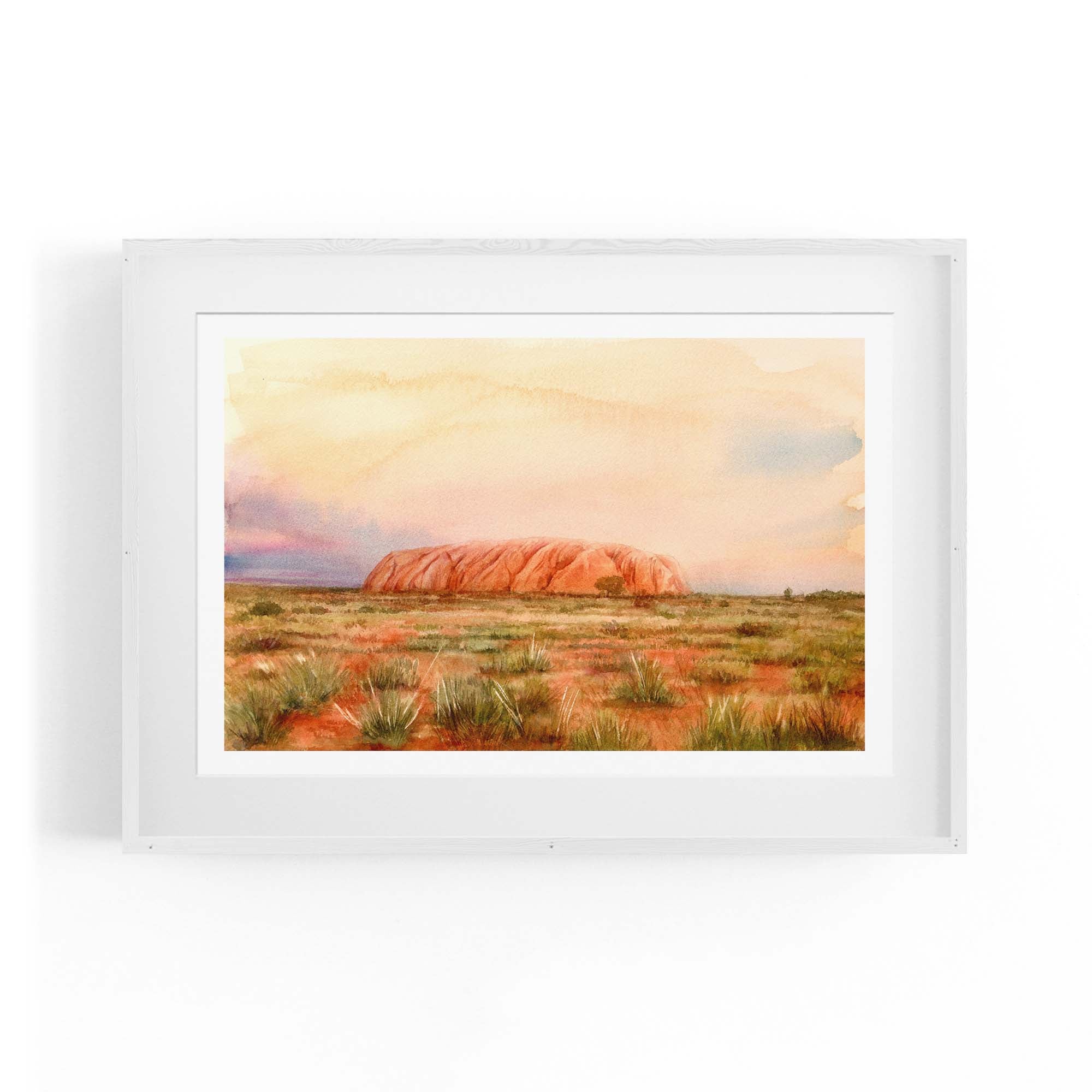 Uluru Watercolour Painting Australian Wall Art