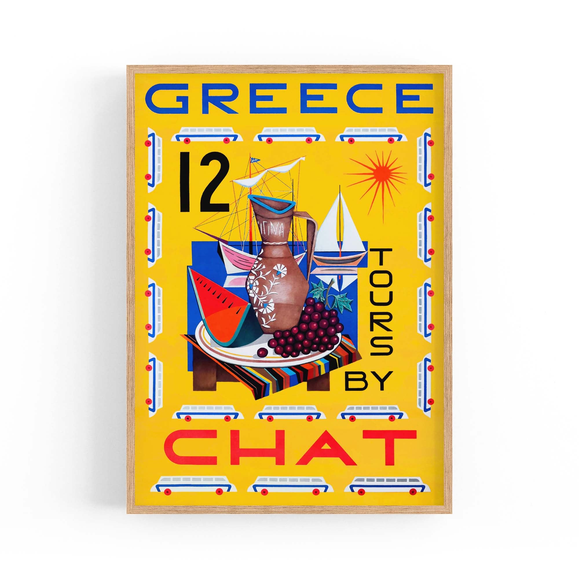 Greece Tours Vintage Travel Advert Wall Art