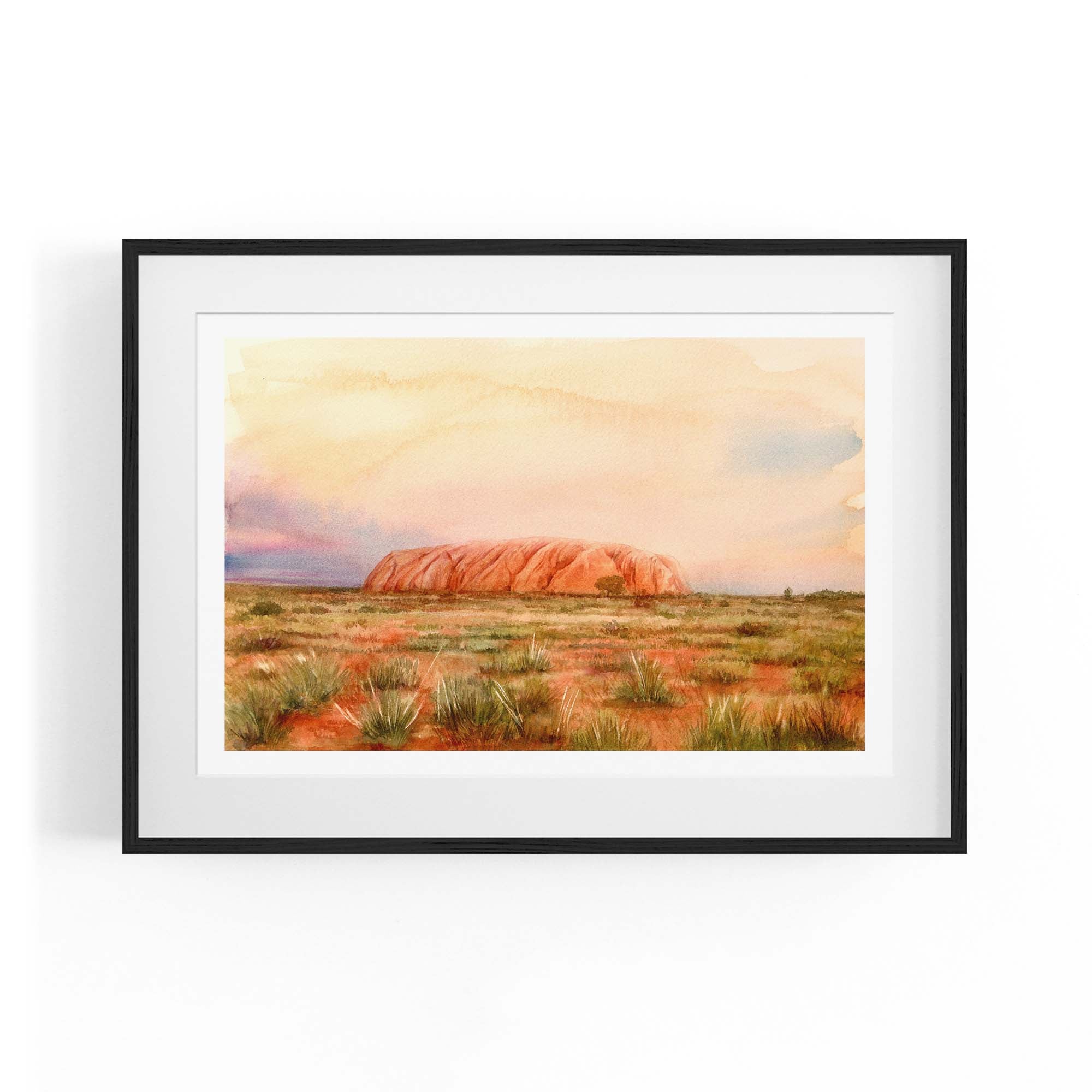 Uluru Watercolour Painting Australian Wall Art