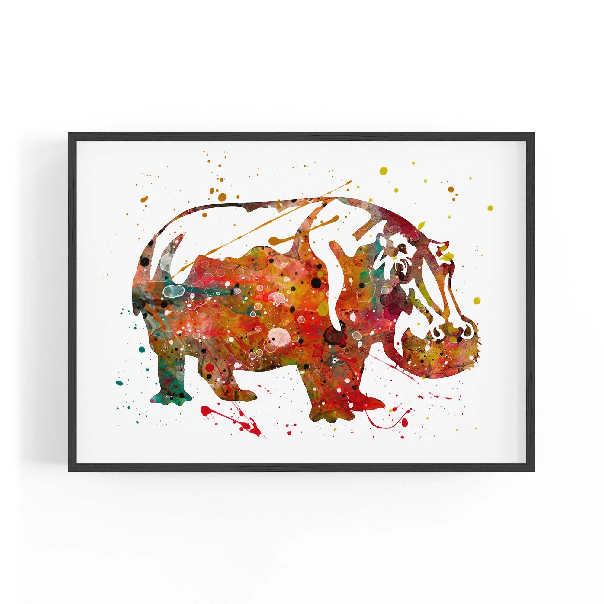 Watercolour Hippo Painting Animal Nursery Wall Art