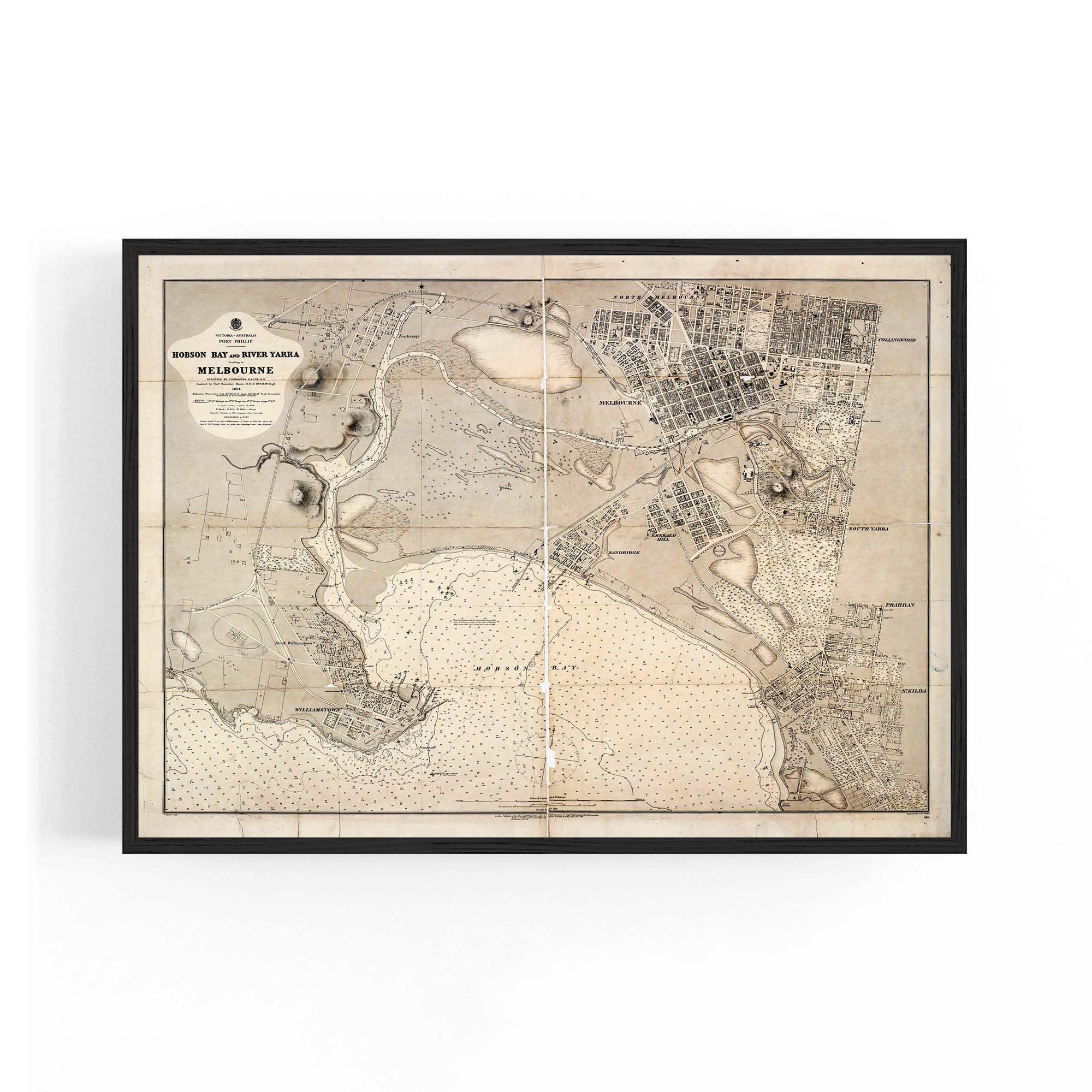 Melbourne Victoria Vintage Map Australia Wall Art #2