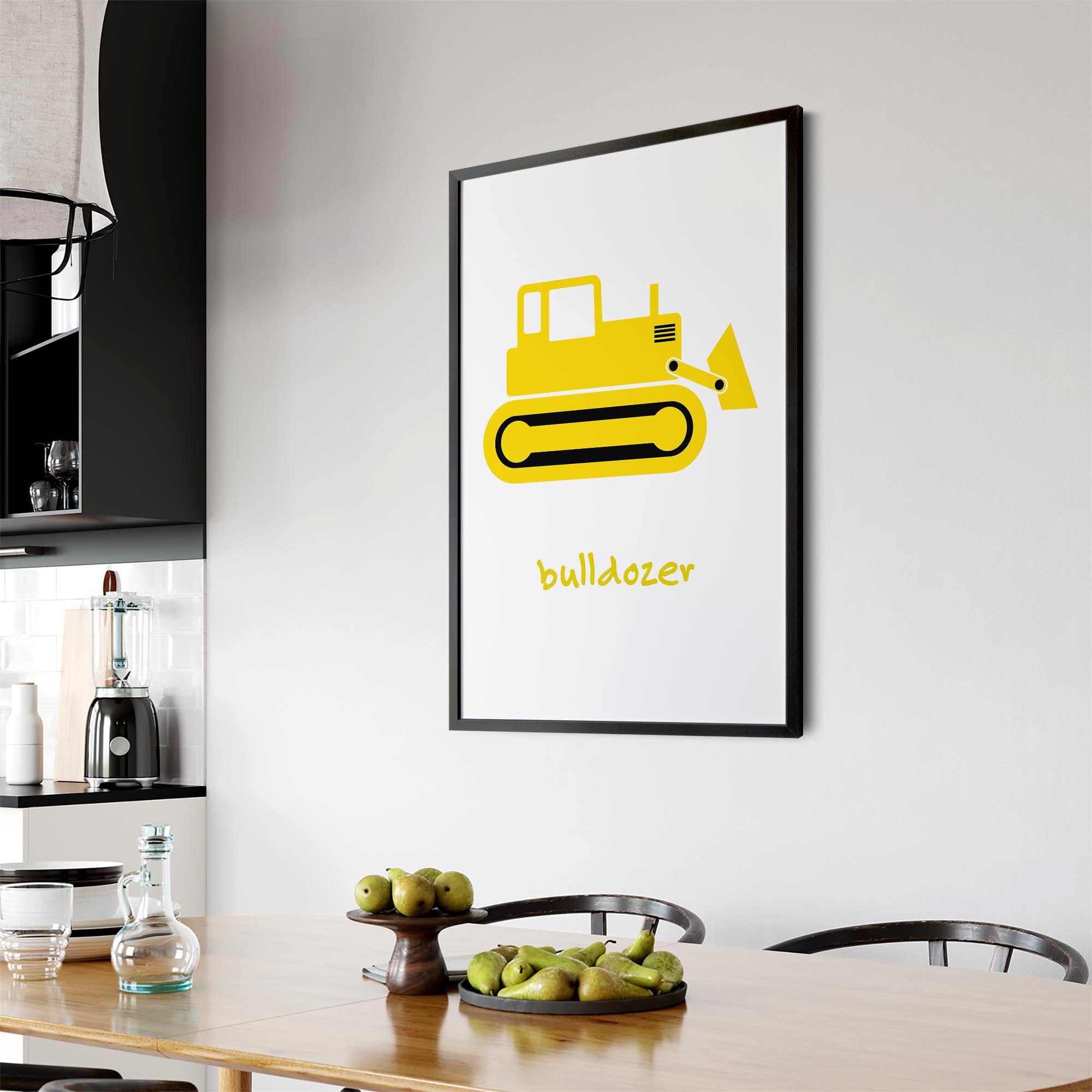 Yellow Digger Boys Bedroom Nursery Wall Art