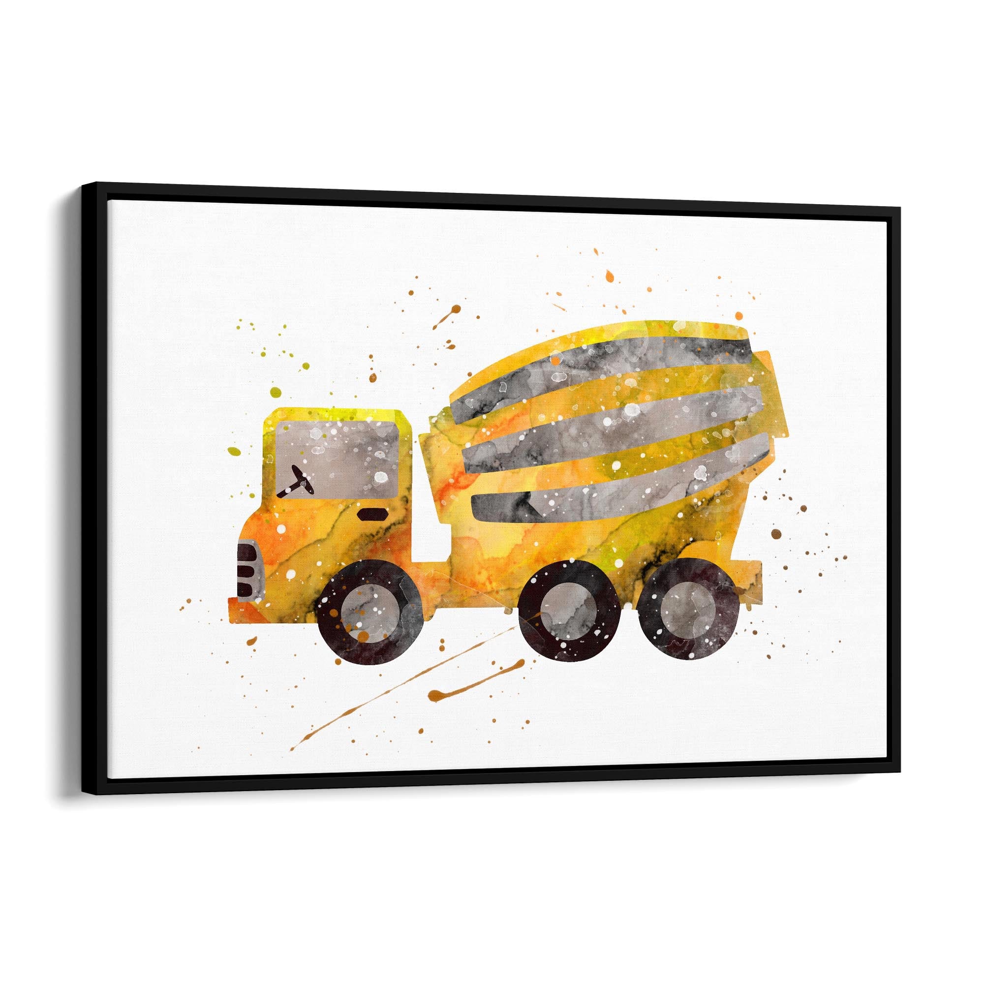Yellow Mixer Truck Boys Bedroom Nursery Wall Art