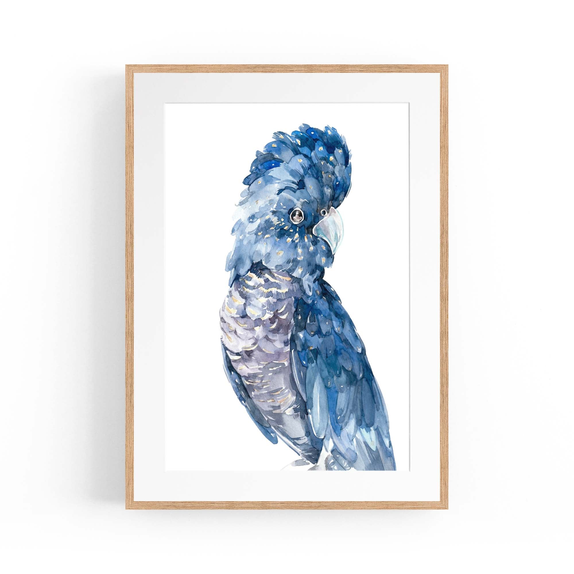 Blue Cockatoo Watercolour Painting Bird Wall Art #1