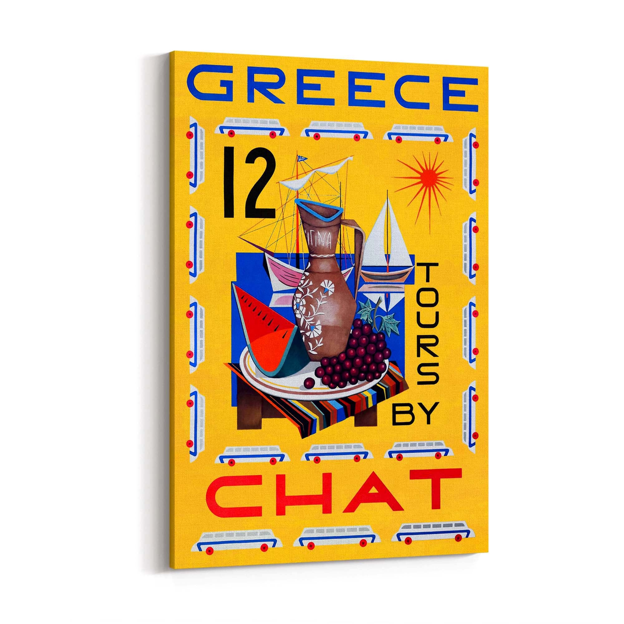 Greece Tours Vintage Travel Advert Wall Art