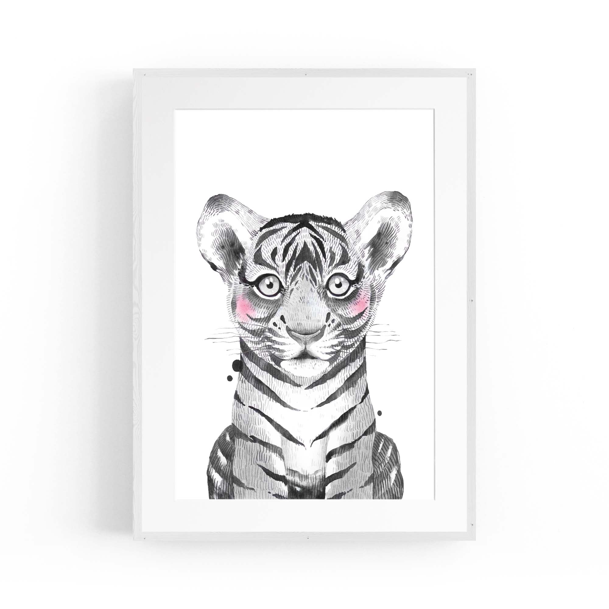 Cute Blushing Baby Tiger Nursery Animal Wall Art