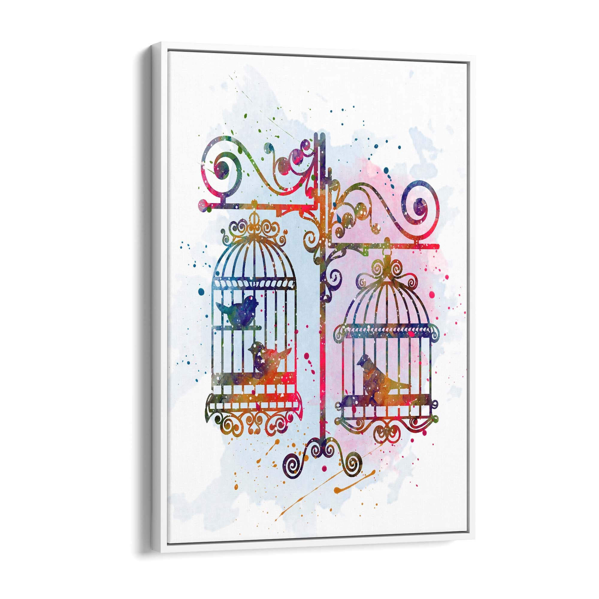 Birds In Cages Cute Decoration Wall Art