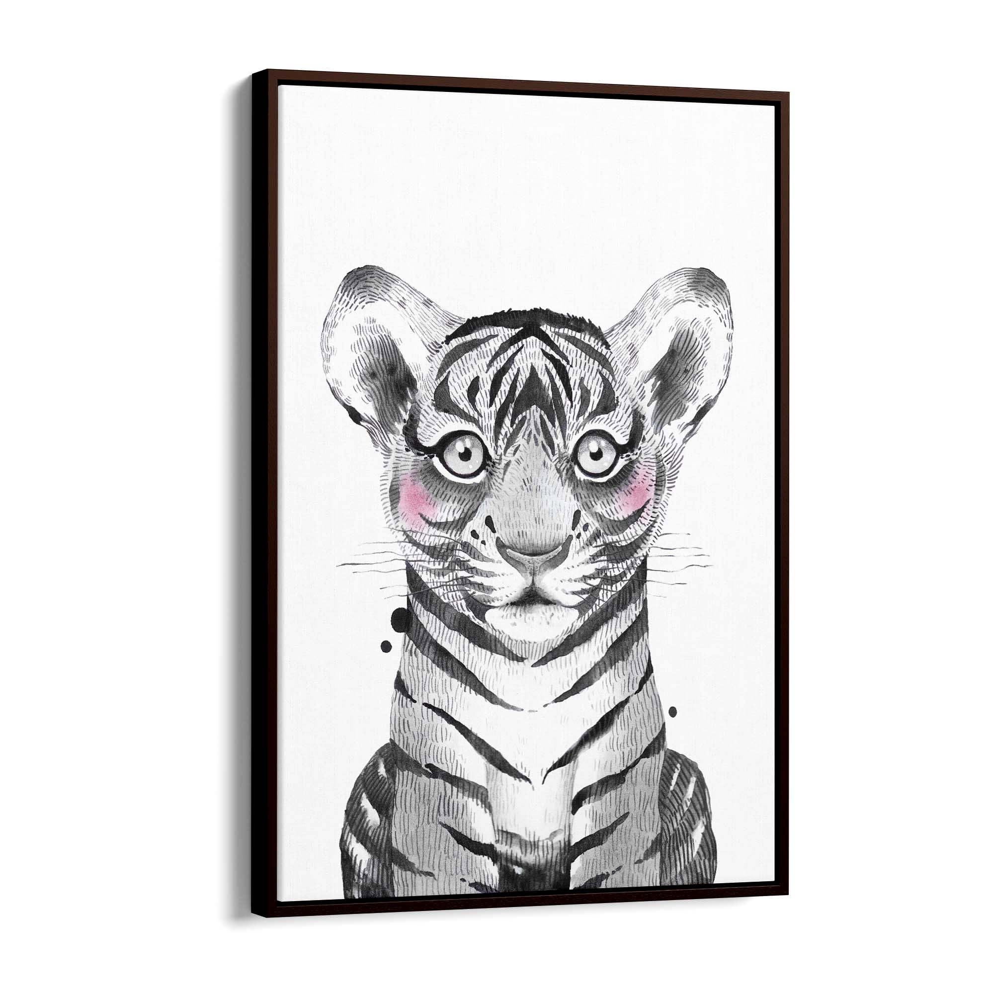 Cute Blushing Baby Tiger Nursery Animal Wall Art