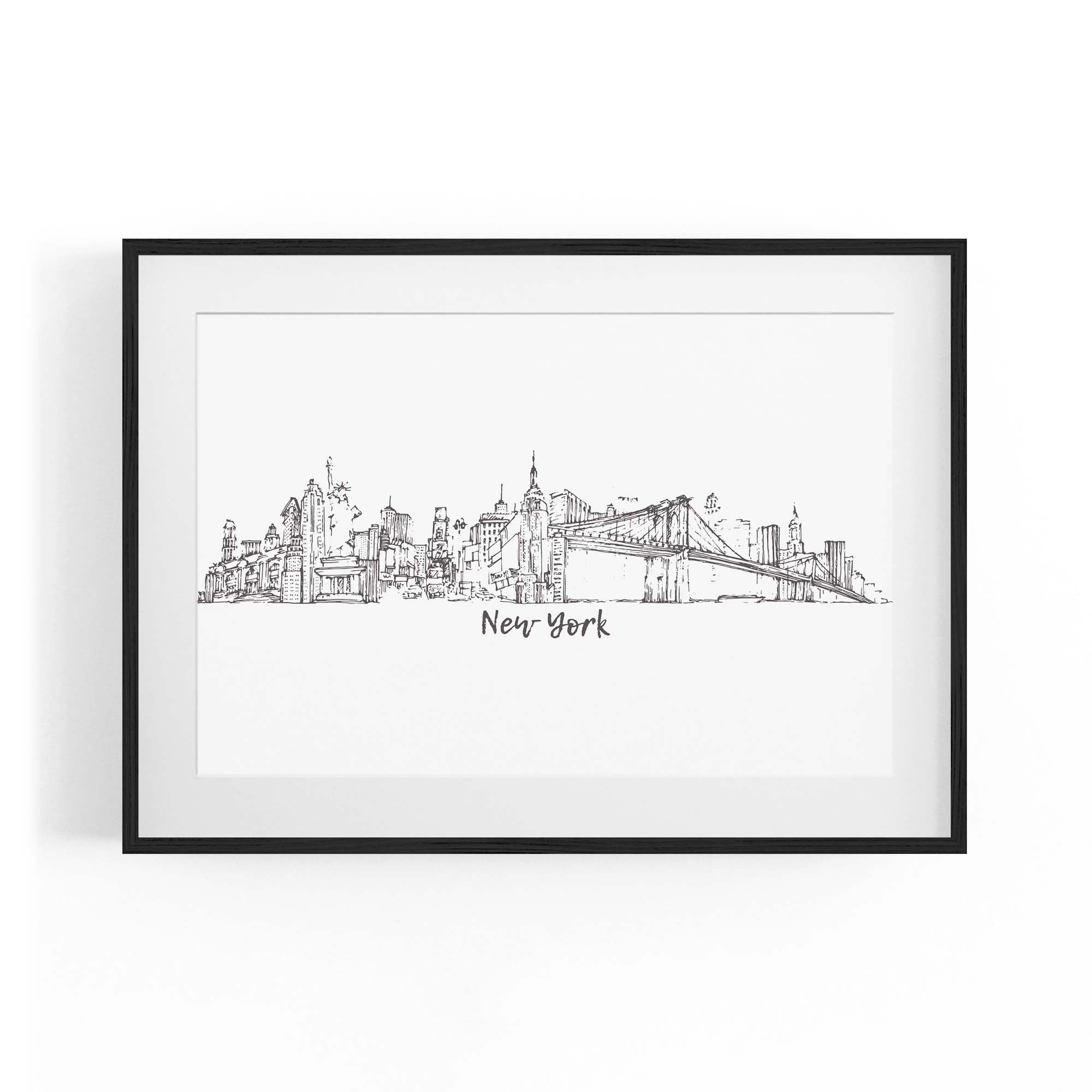 New York Cityscape Drawing Minimal Wall Art
