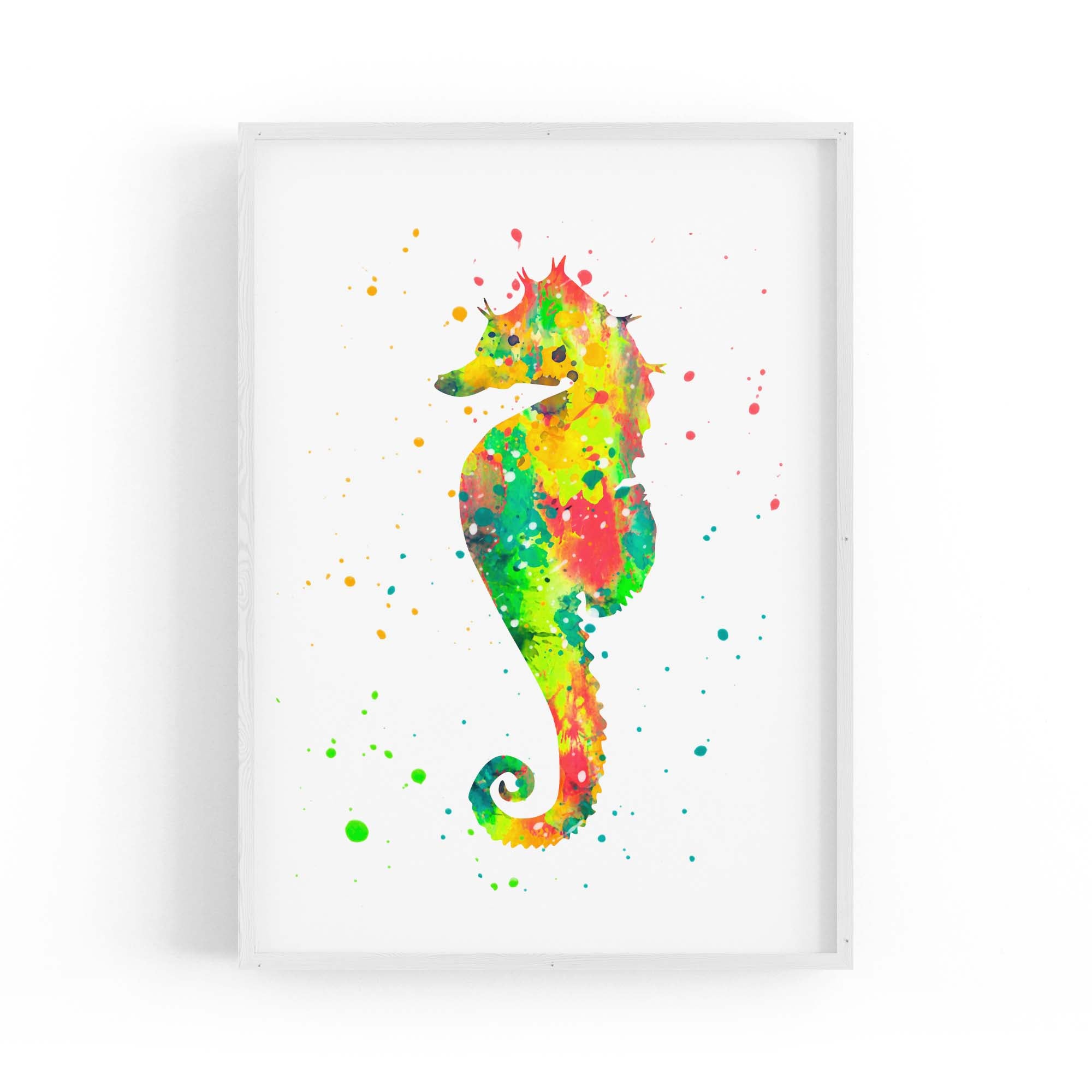 Seahorse Cartoon Sealife Nursery Baby Wall Art #1