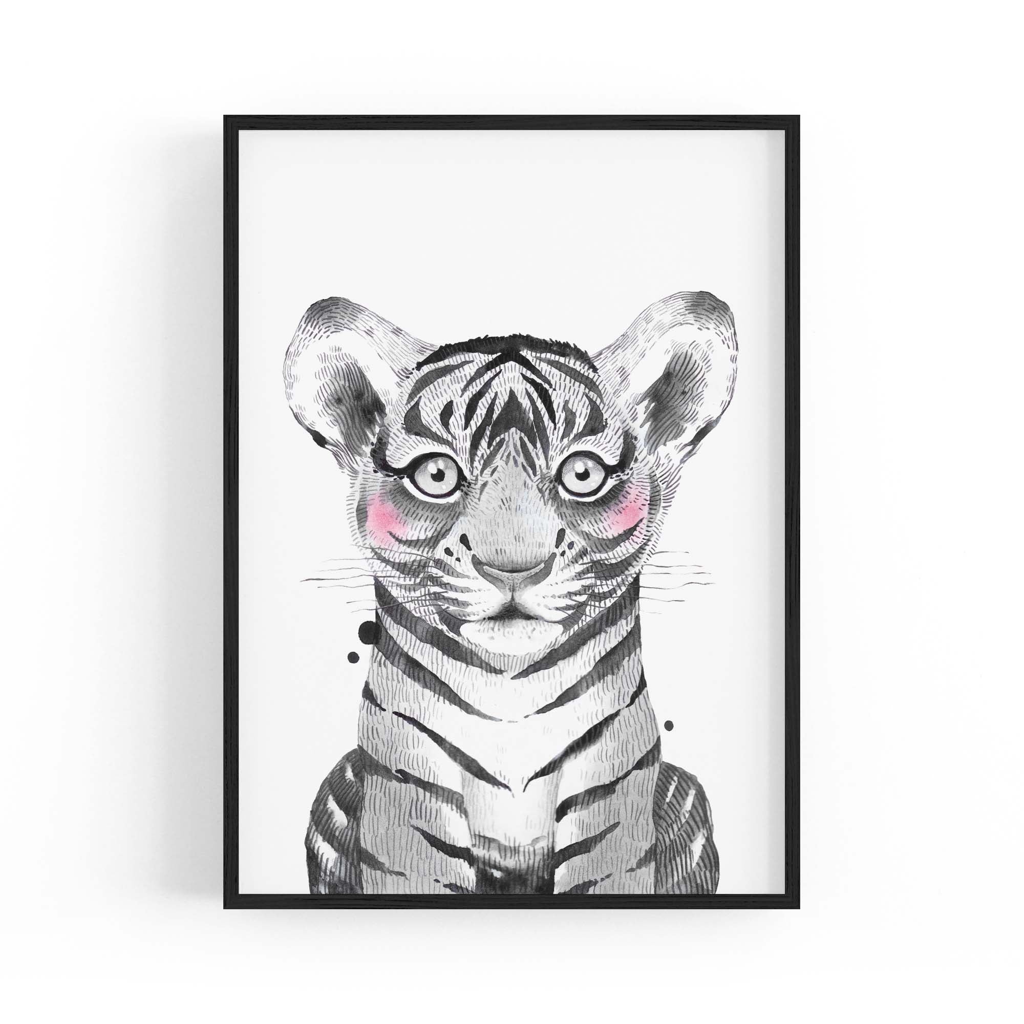 Cute Blushing Baby Tiger Nursery Animal Wall Art