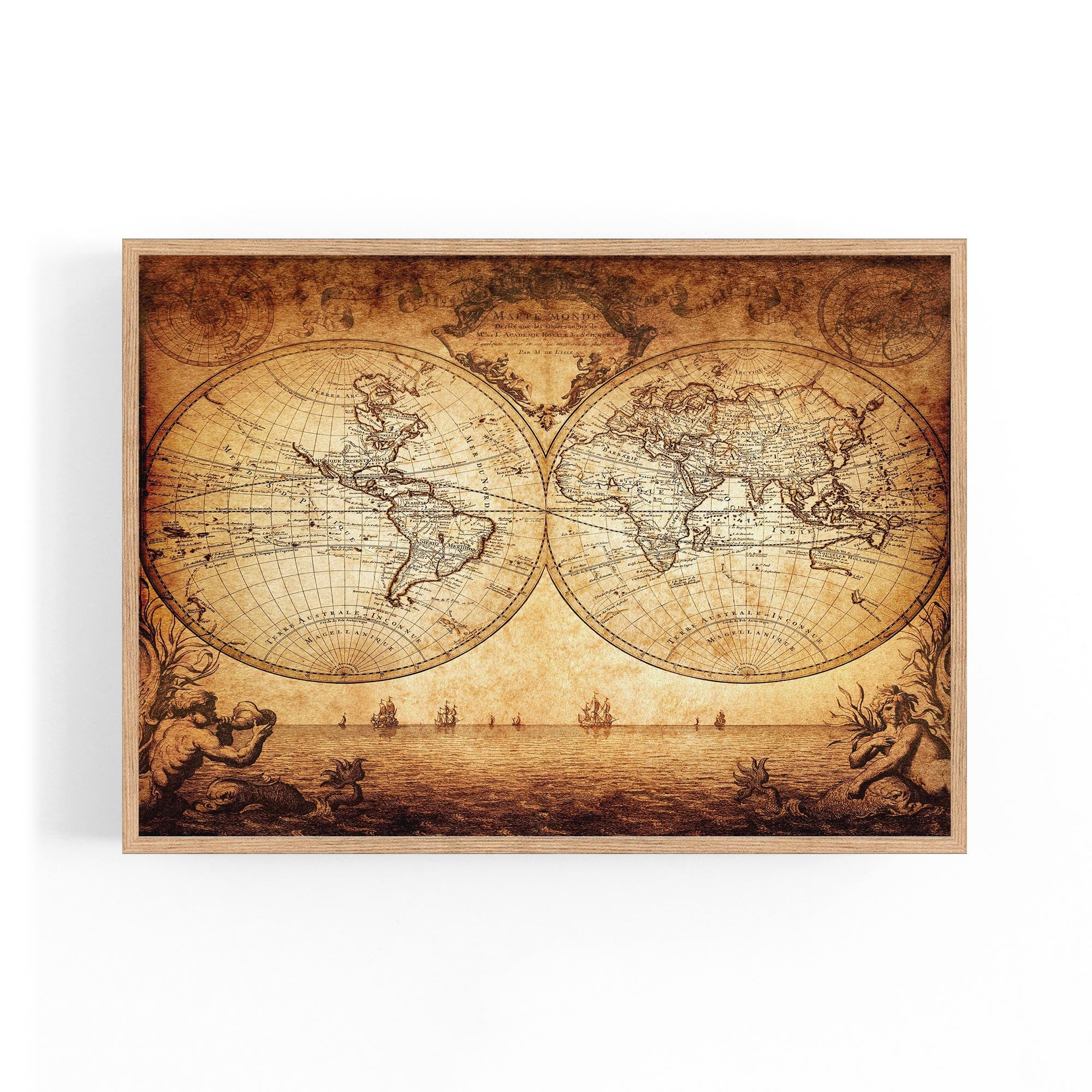 Vintage World Map Old Wall Art #4