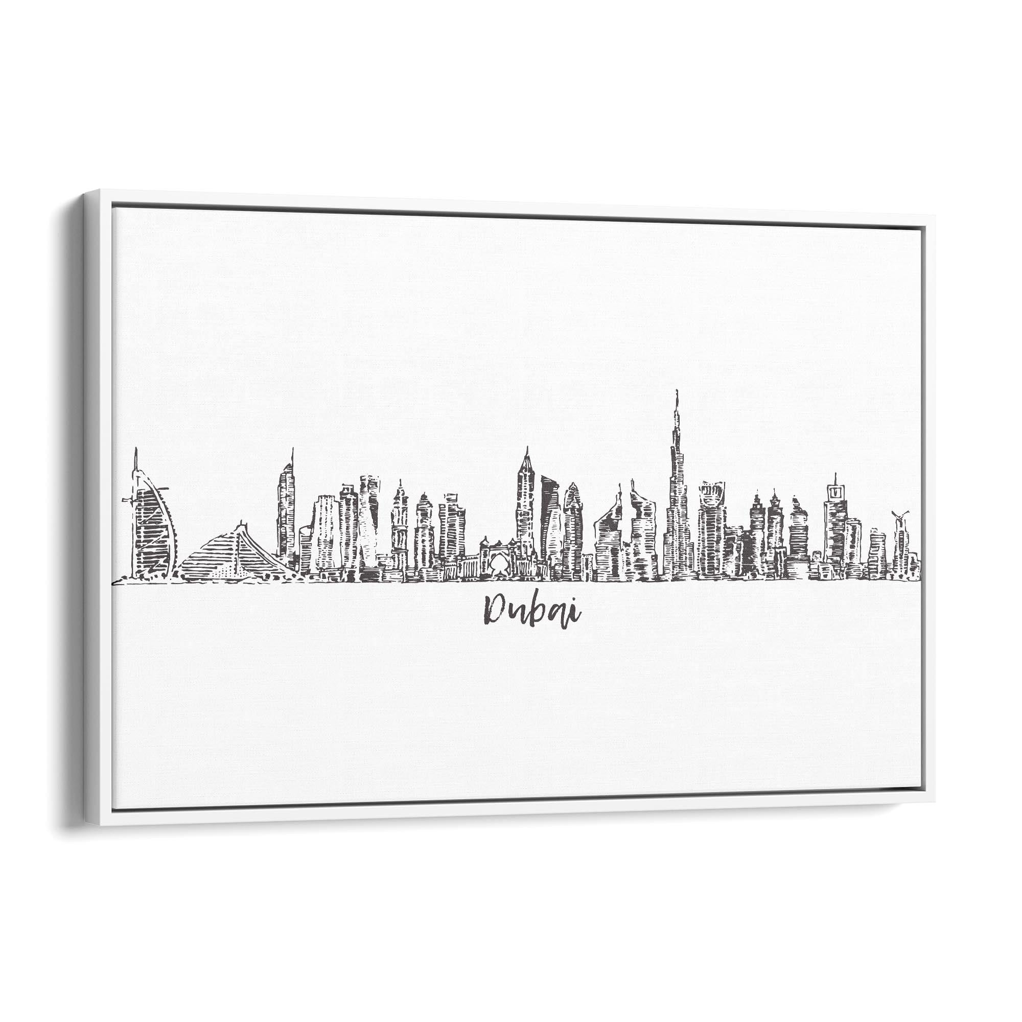 Dubai UAE Cityscape Drawing Minimal Wall Art