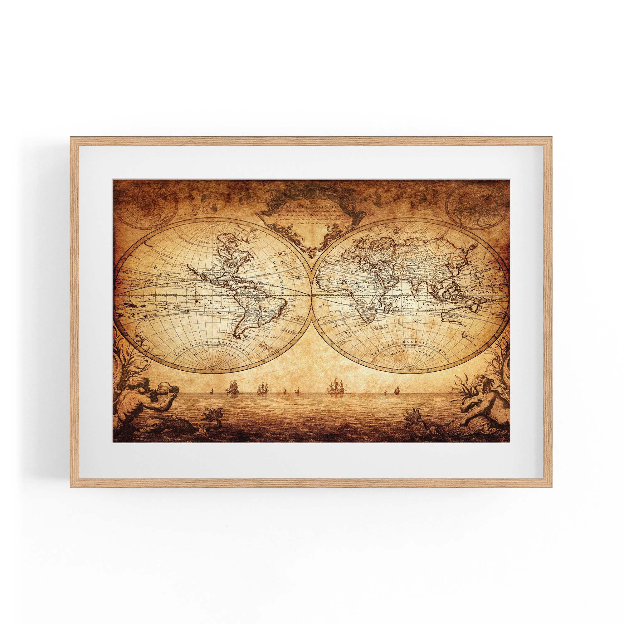 Vintage World Map Old Wall Art #4