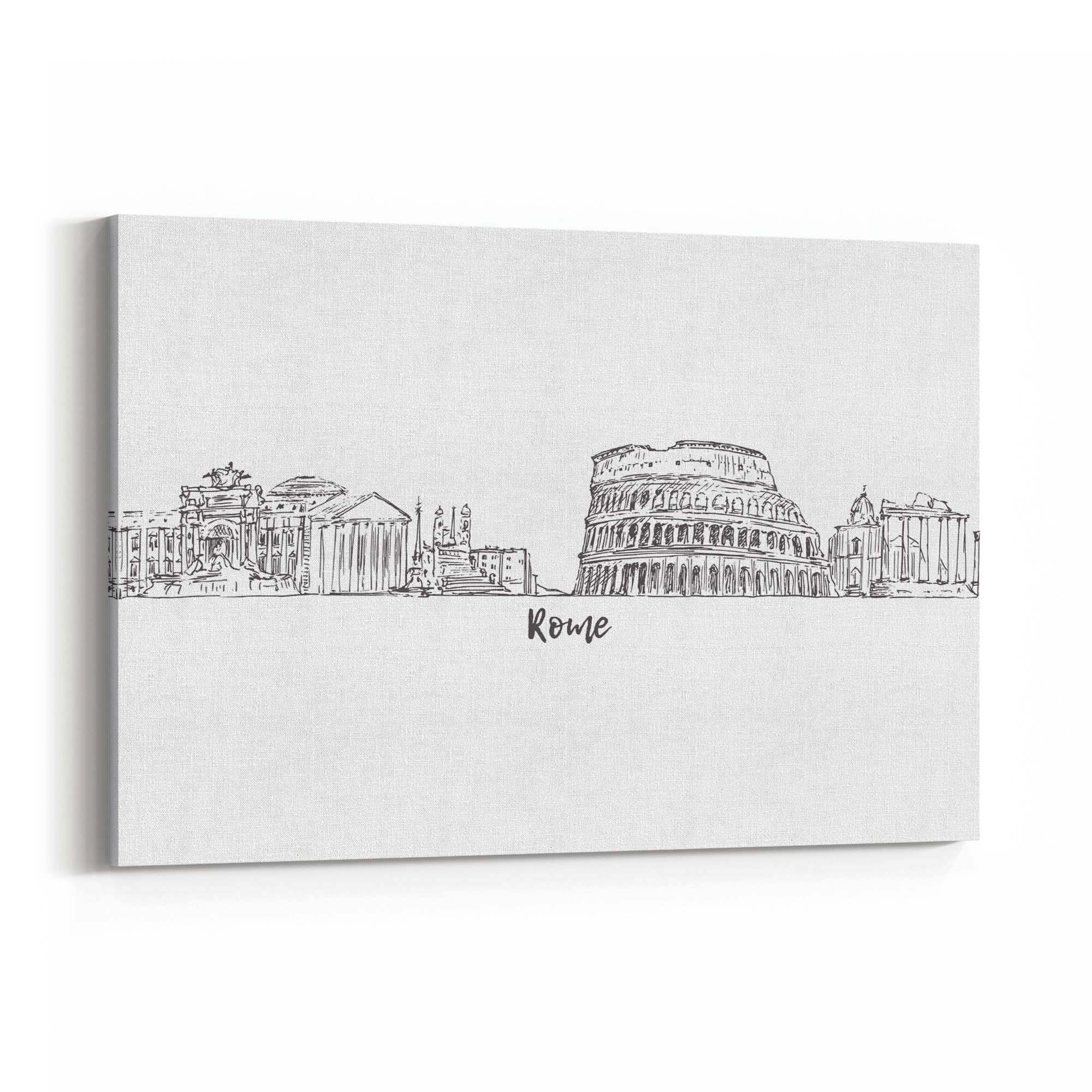 Rome Drawing Cityscape Minimtal Travel Wall Art