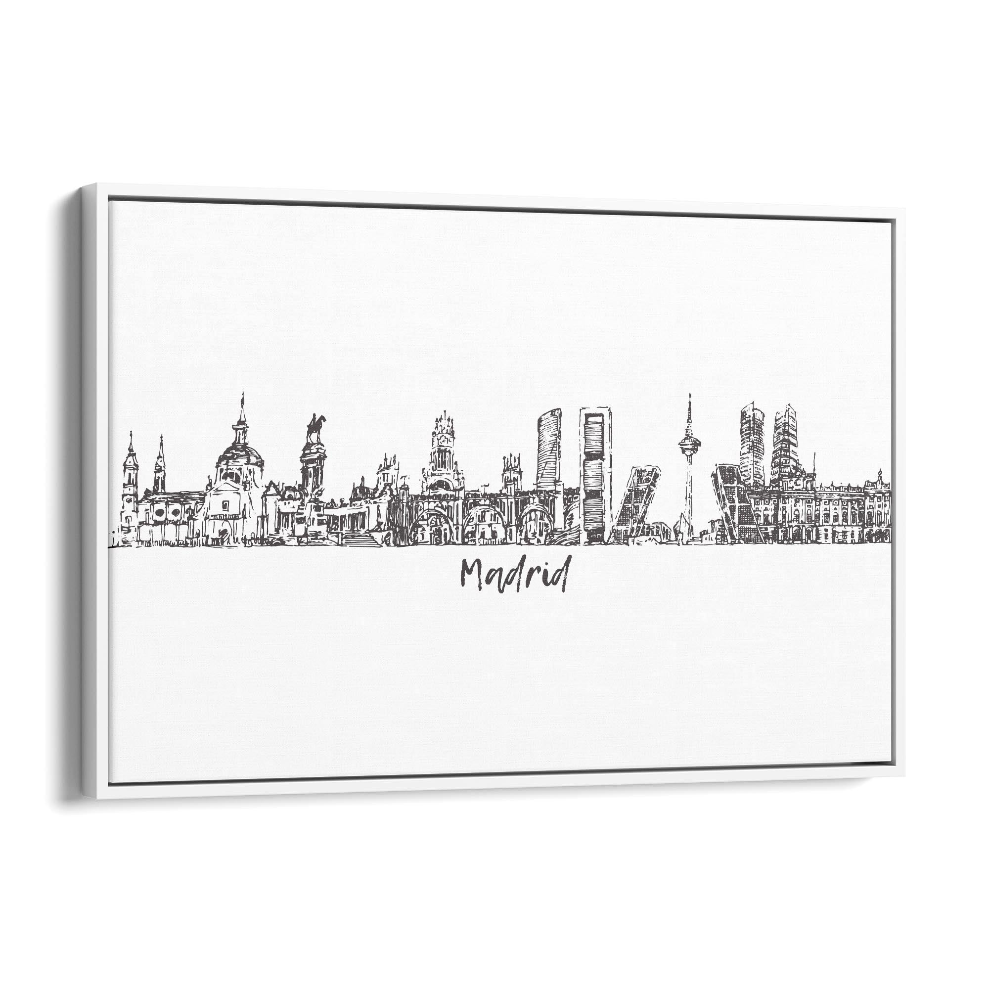 Madrid Spain Cityscape Drawing Travel Wall Art