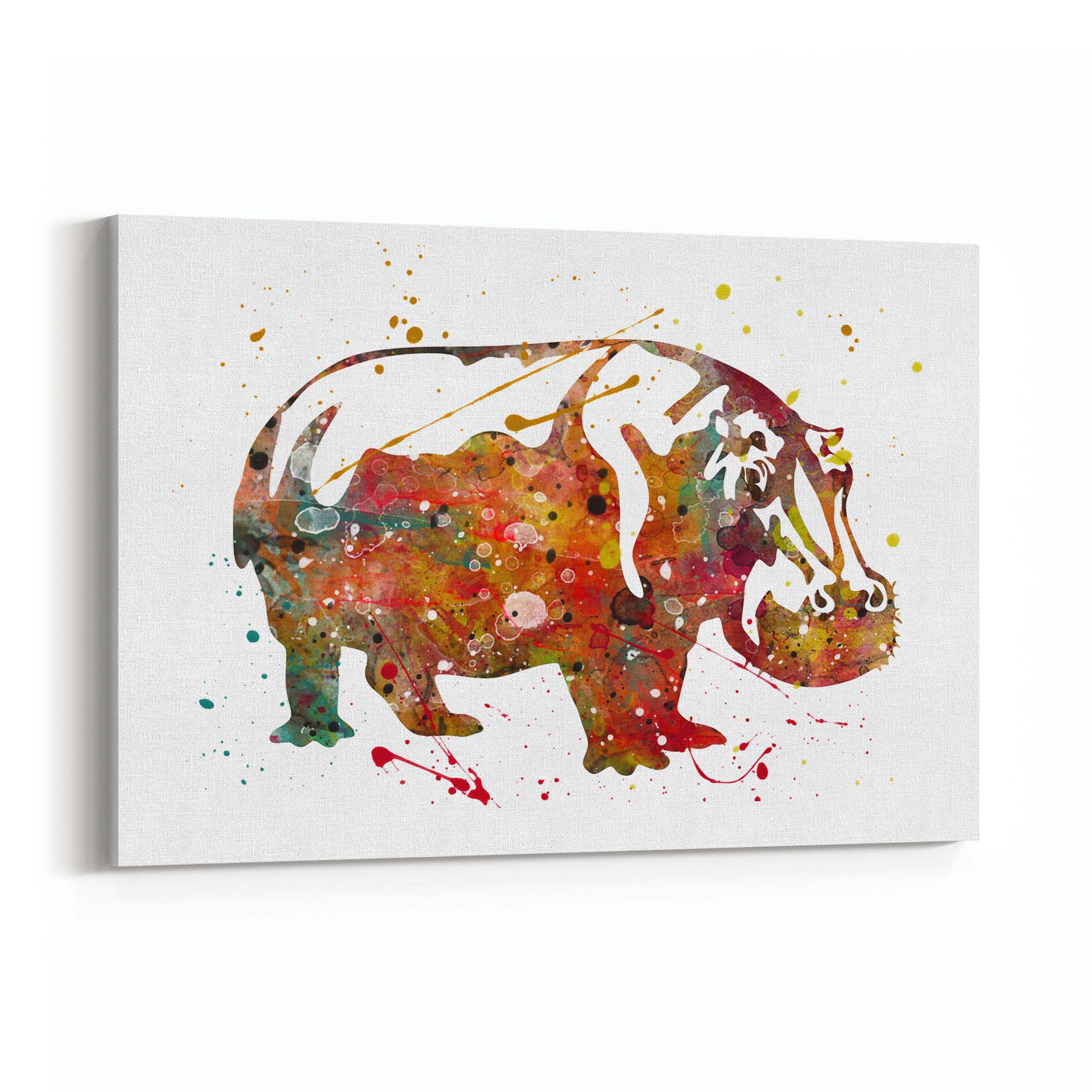 Watercolour Hippo Painting Animal Nursery Wall Art