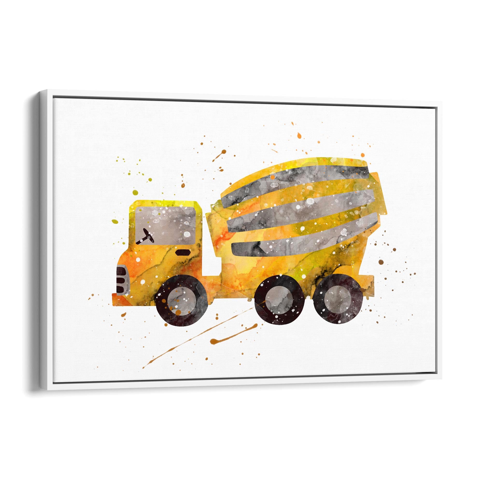 Yellow Mixer Truck Boys Bedroom Nursery Wall Art