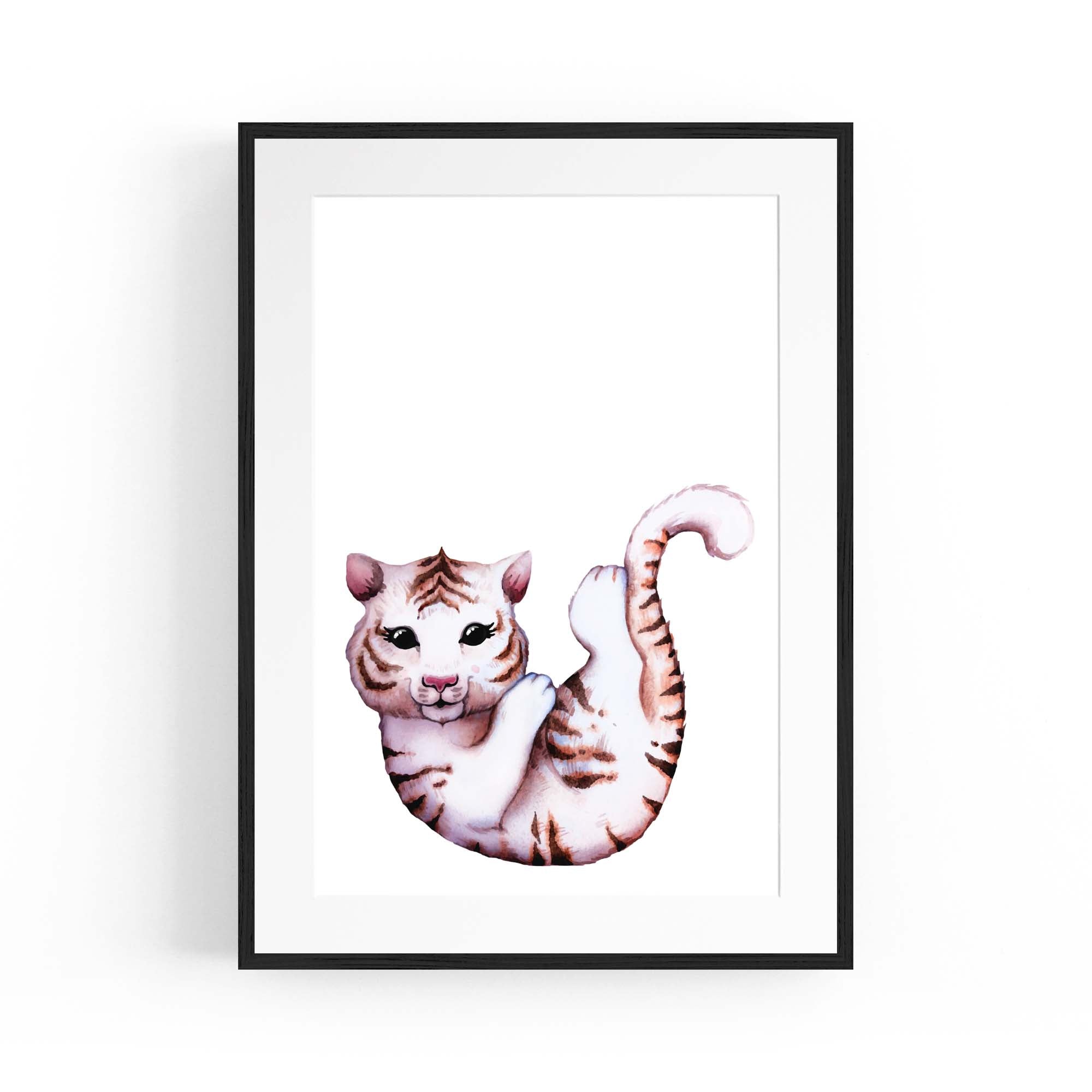 Cartoon White Tiger Cute Nursery Baby Animal Art