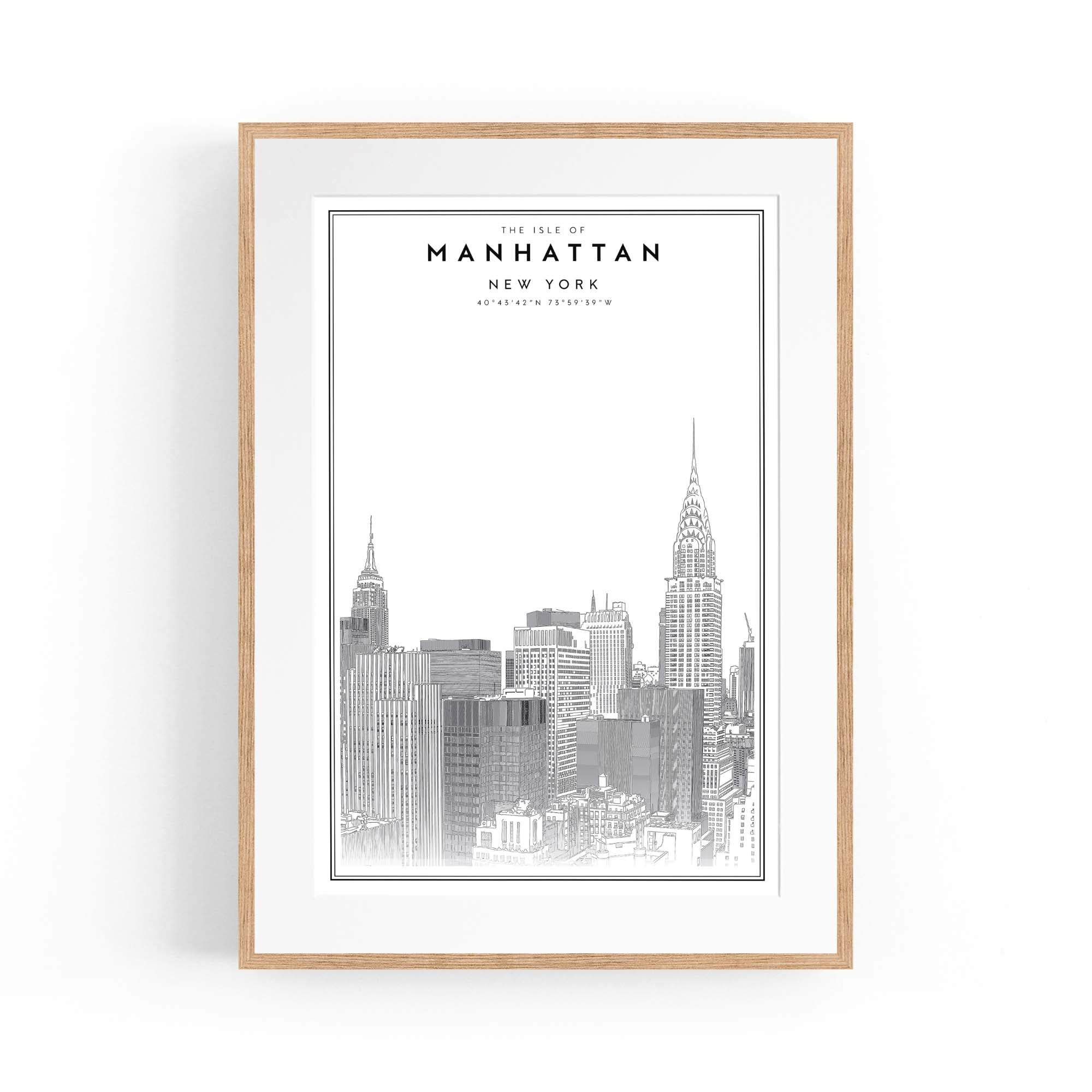 Minimal Manhattan Skyline New York Wall Art