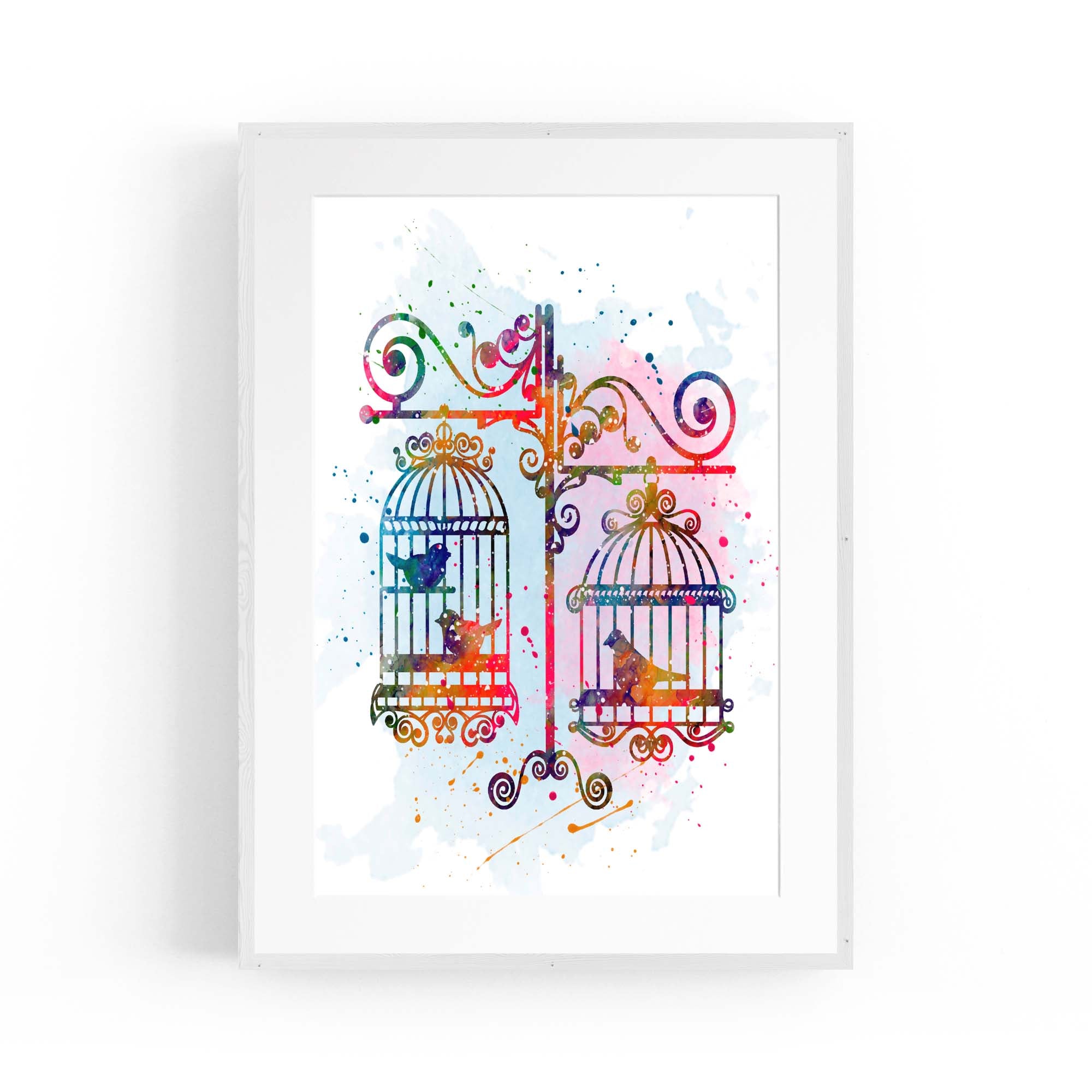 Birds In Cages Cute Decoration Wall Art