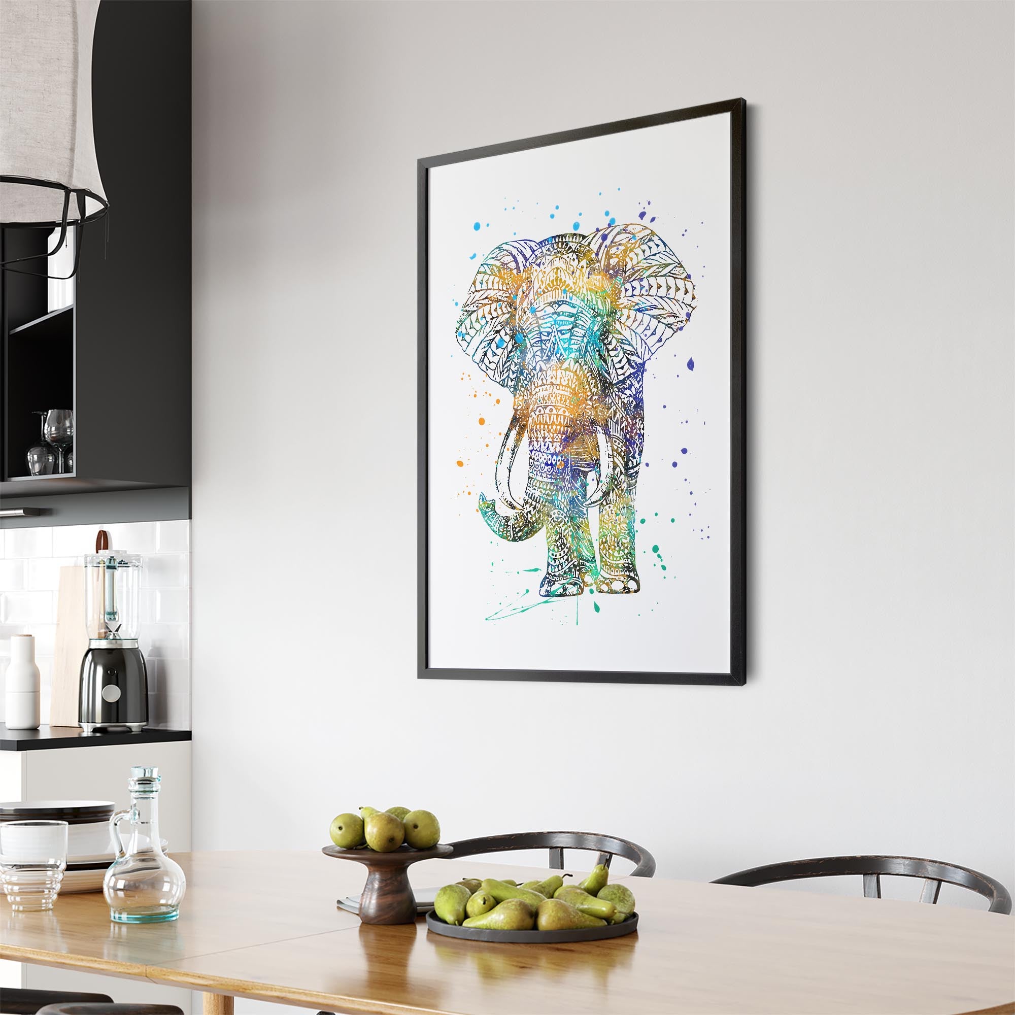 Elephant Mandala Cute Pattern Animal Wall Art