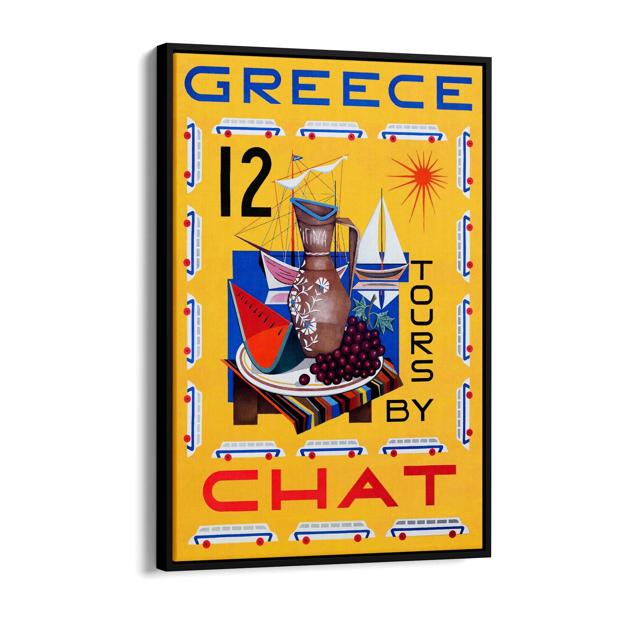 Greece Tours Vintage Travel Advert Wall Art