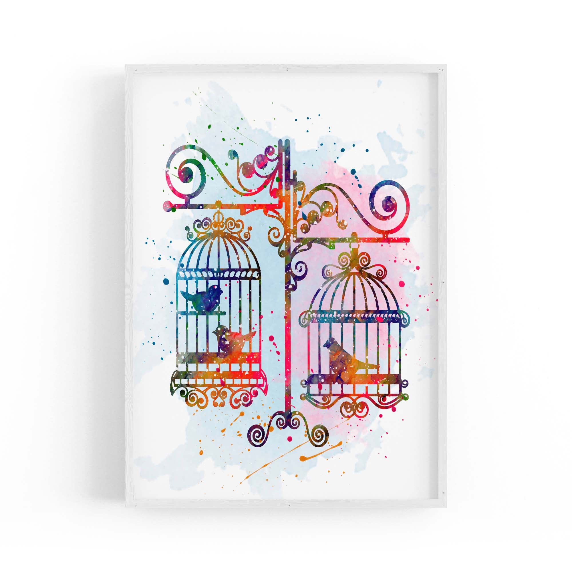 Birds In Cages Cute Decoration Wall Art