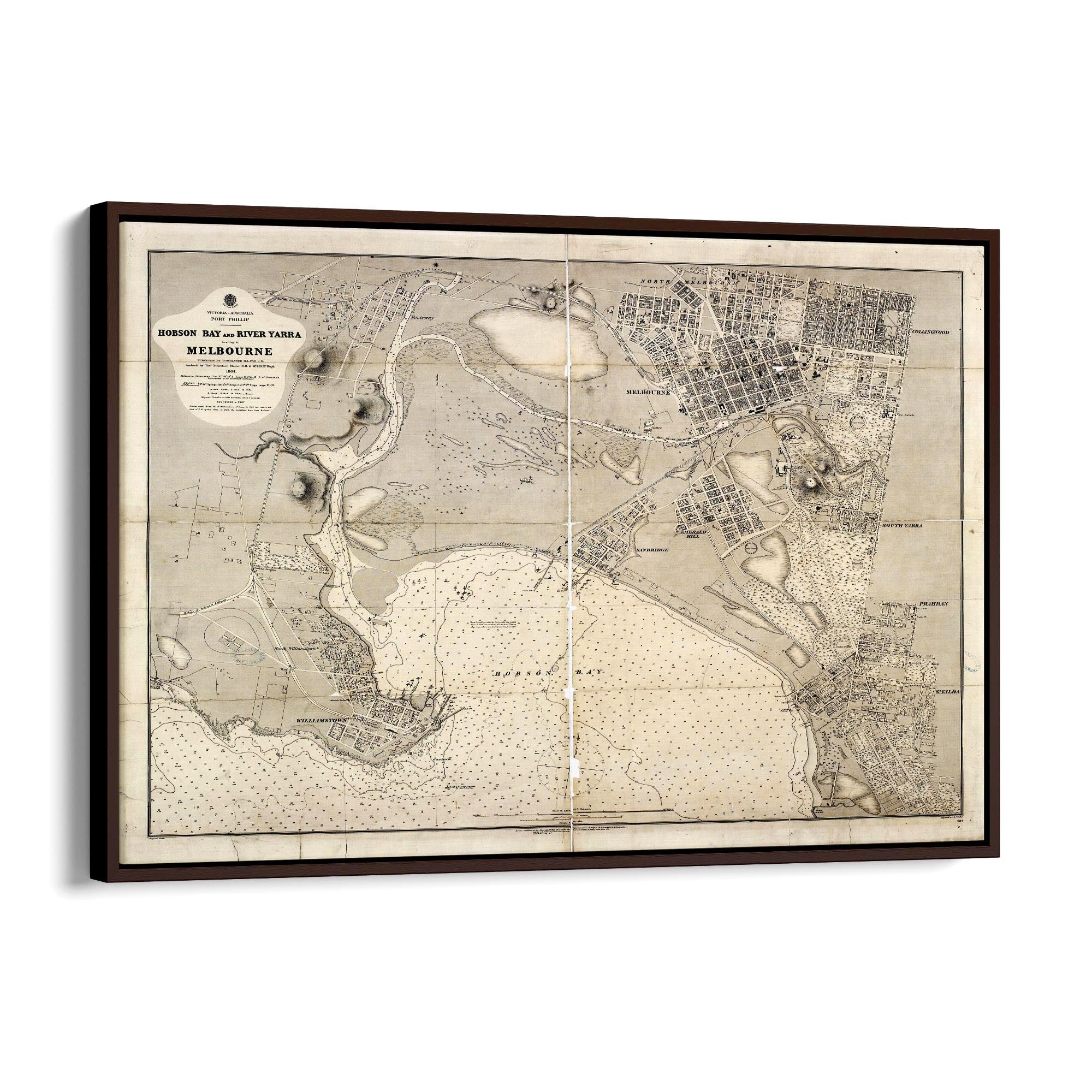 Melbourne Victoria Vintage Map Australia Wall Art #2