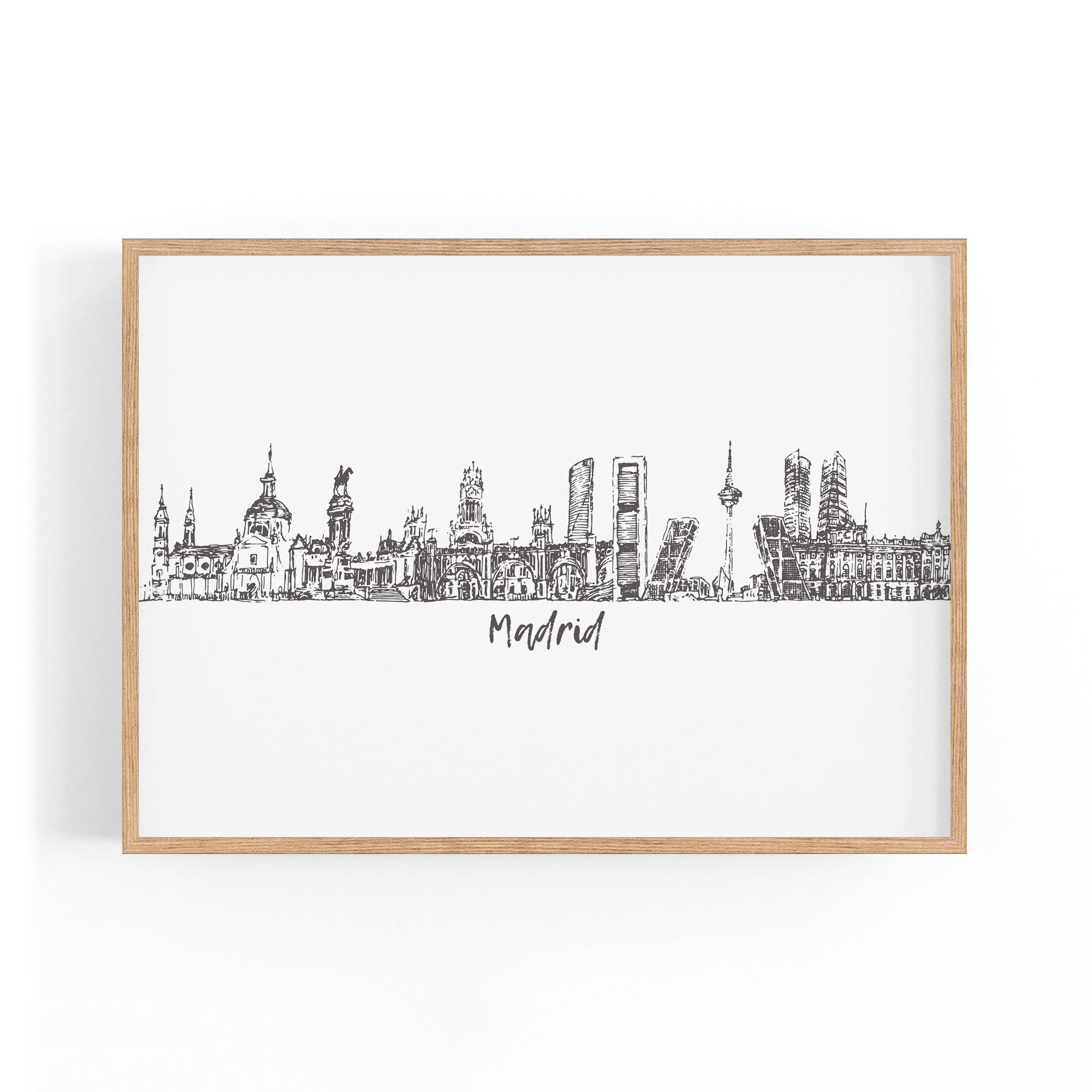 Madrid Spain Cityscape Drawing Travel Wall Art