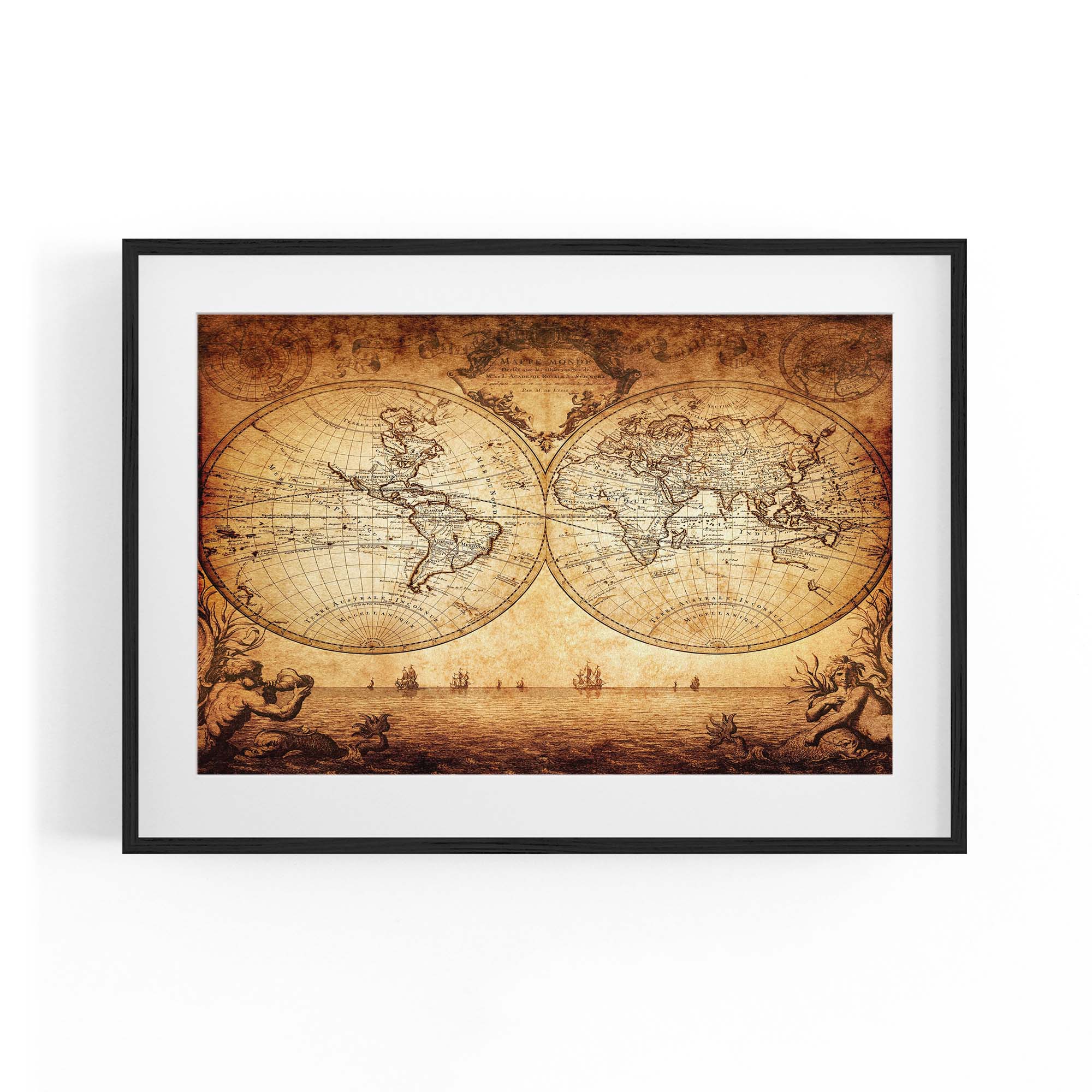 Vintage World Map Old Wall Art #4