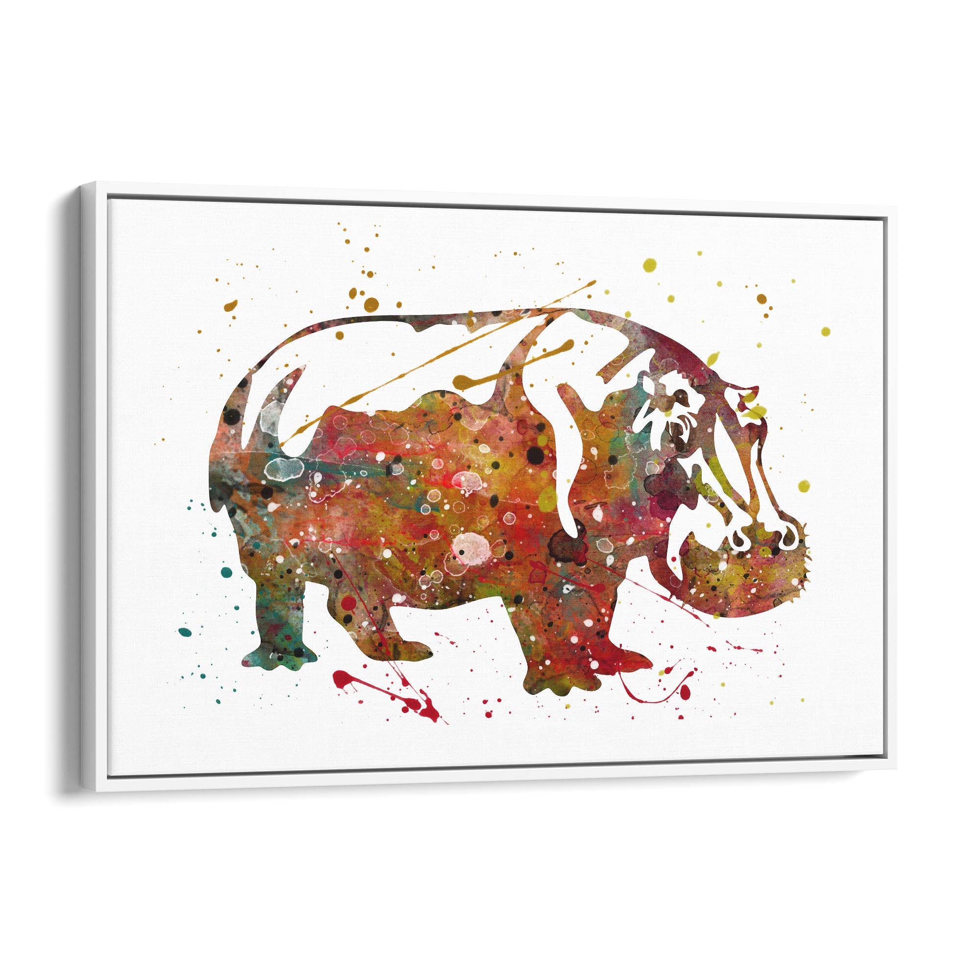 Watercolour Hippo Painting Animal Nursery Wall Art