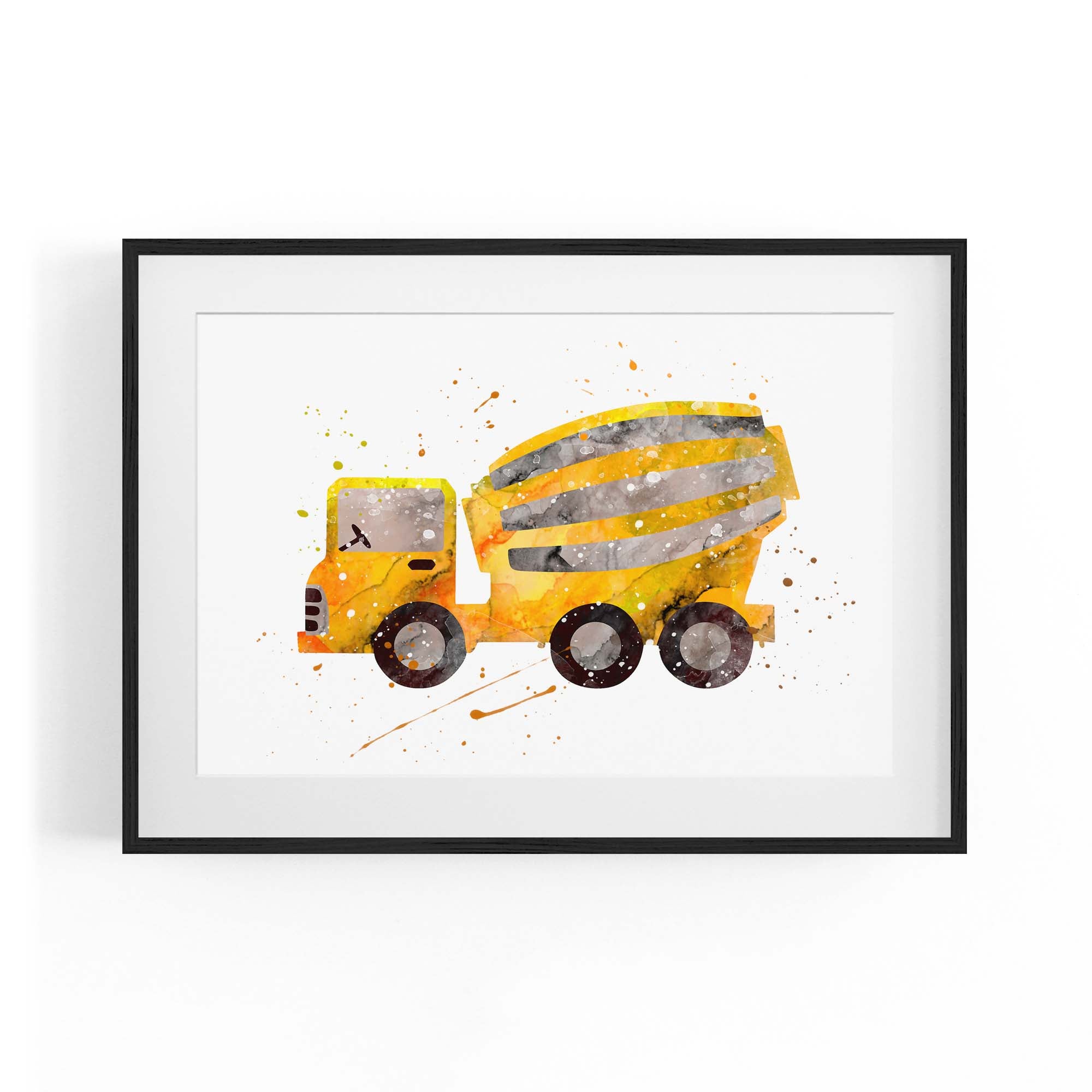 Yellow Mixer Truck Boys Bedroom Nursery Wall Art