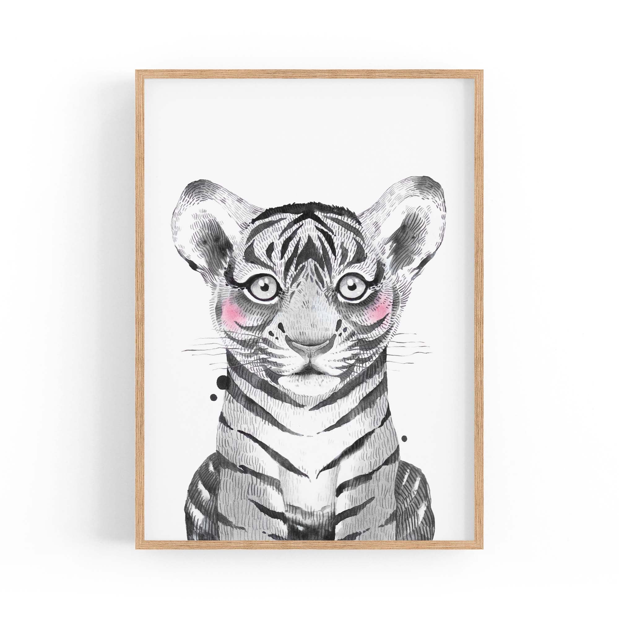 Cute Blushing Baby Tiger Nursery Animal Wall Art