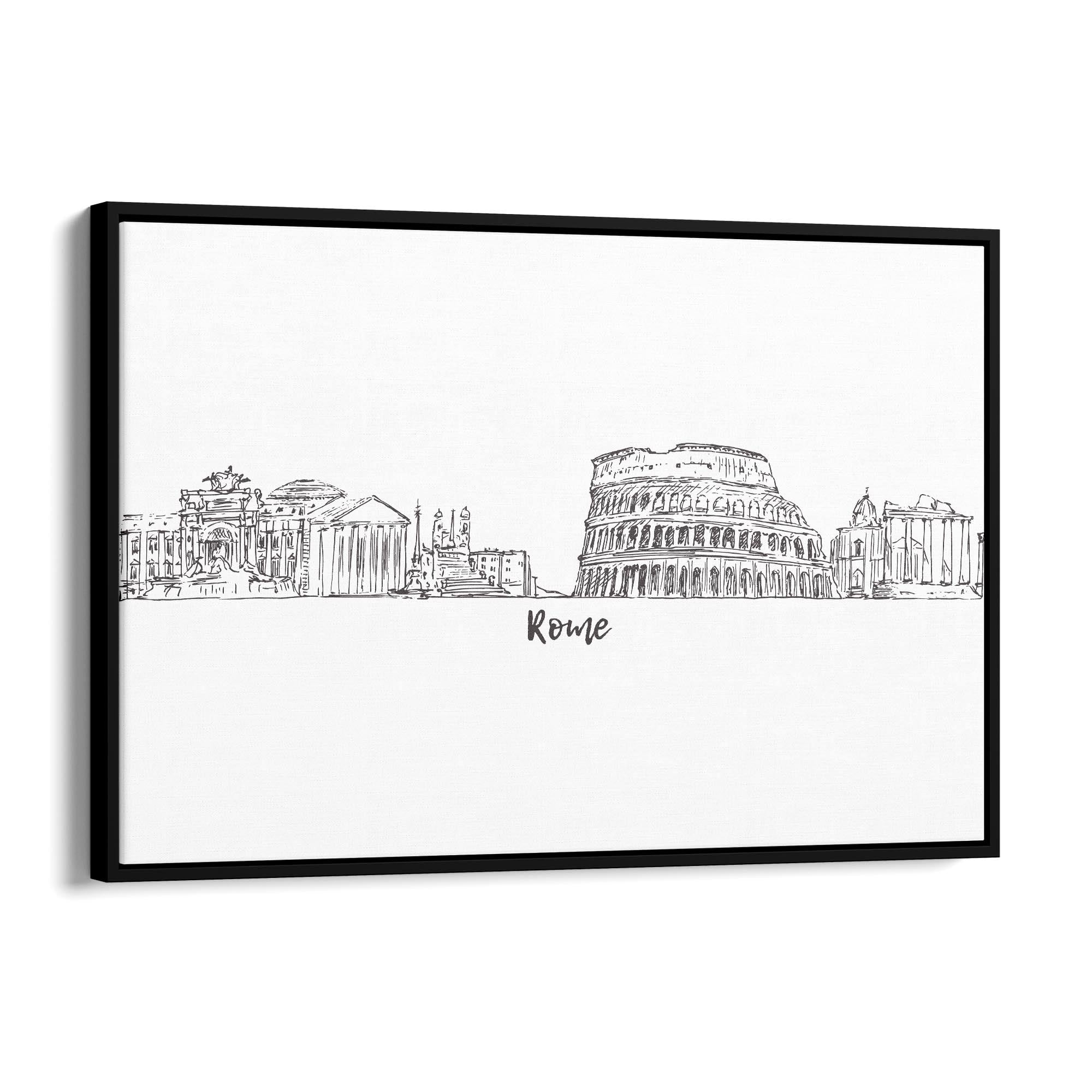 Rome Drawing Cityscape Minimtal Travel Wall Art