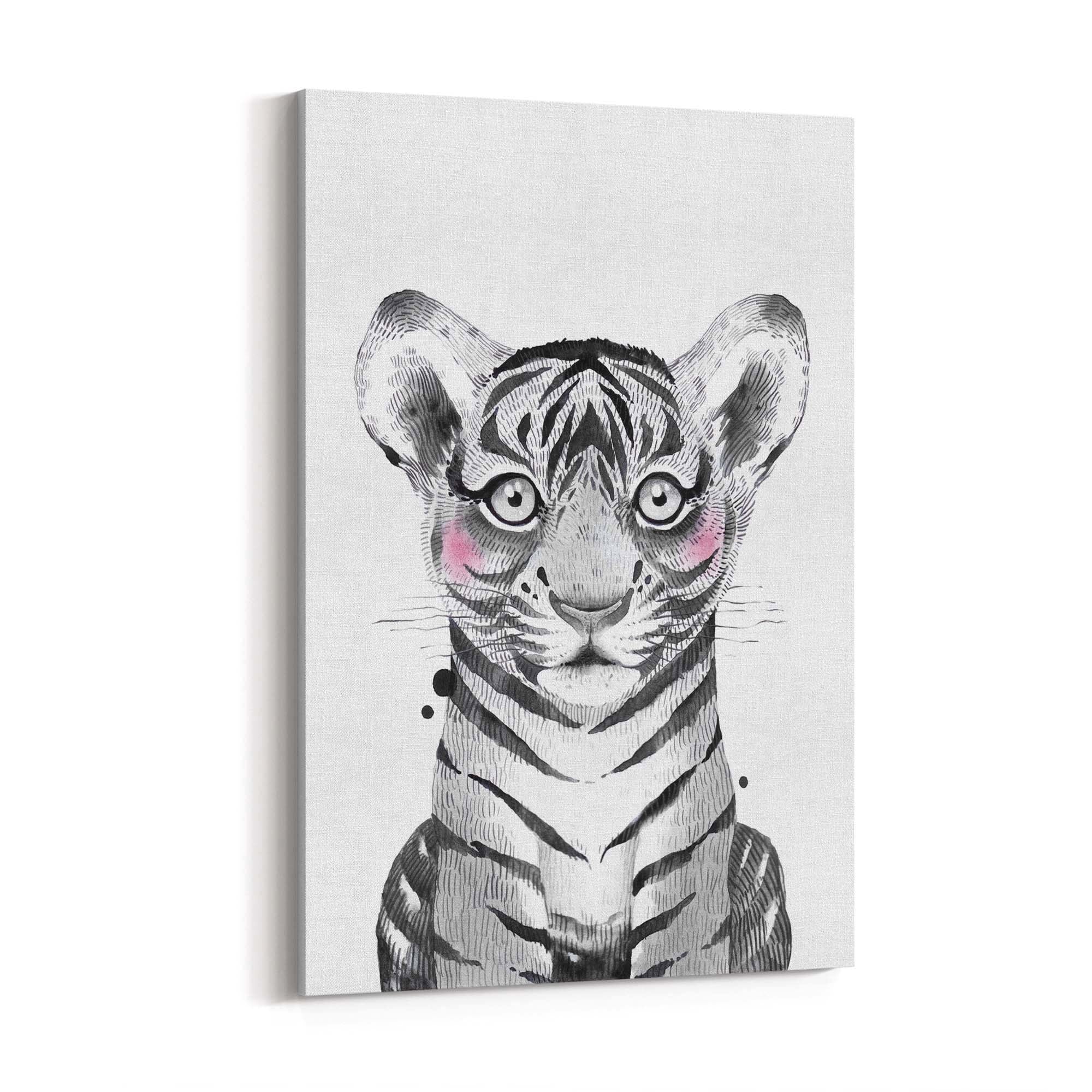 Cute Blushing Baby Tiger Nursery Animal Wall Art