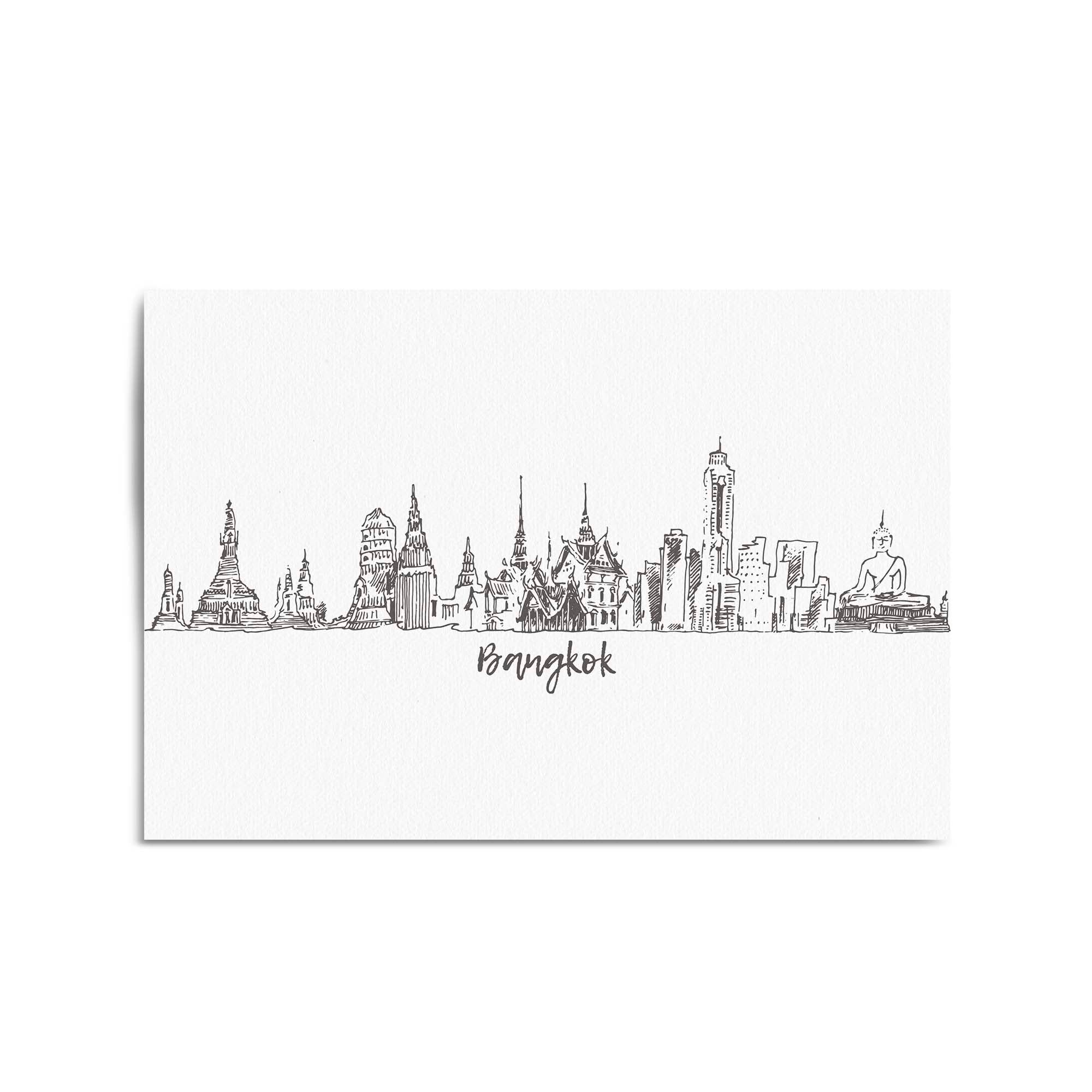 Bangkok Thailand Drawing Minimal Travel Wall Art