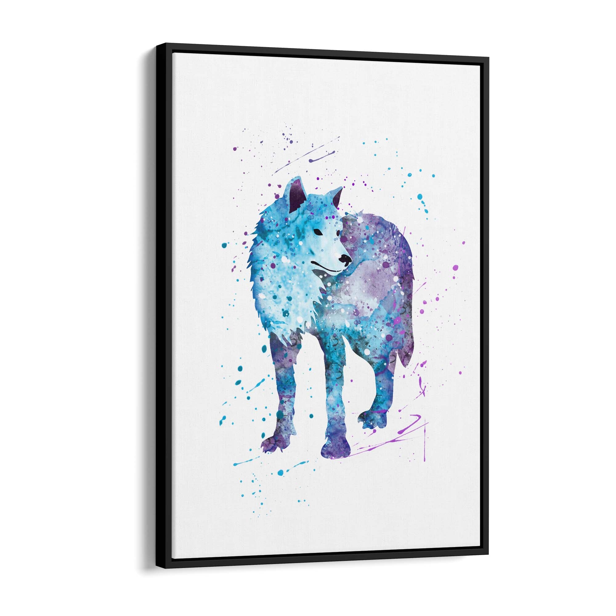 Blue Lone Wolf Cute Animal Painting Wall Art