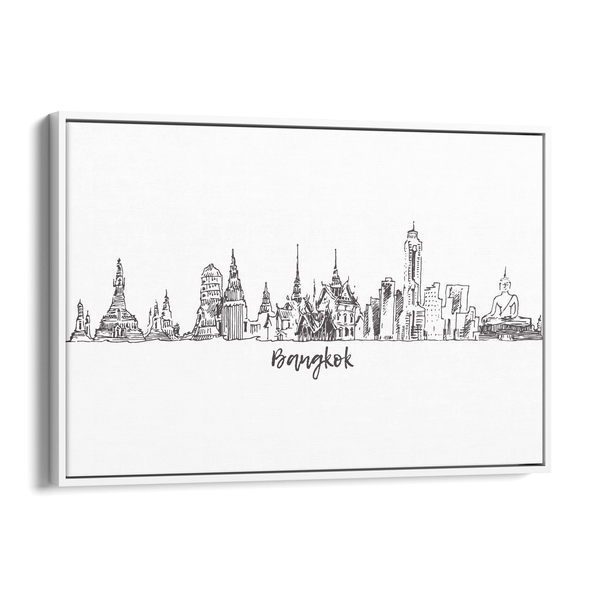 Bangkok Thailand Drawing Minimal Travel Wall Art