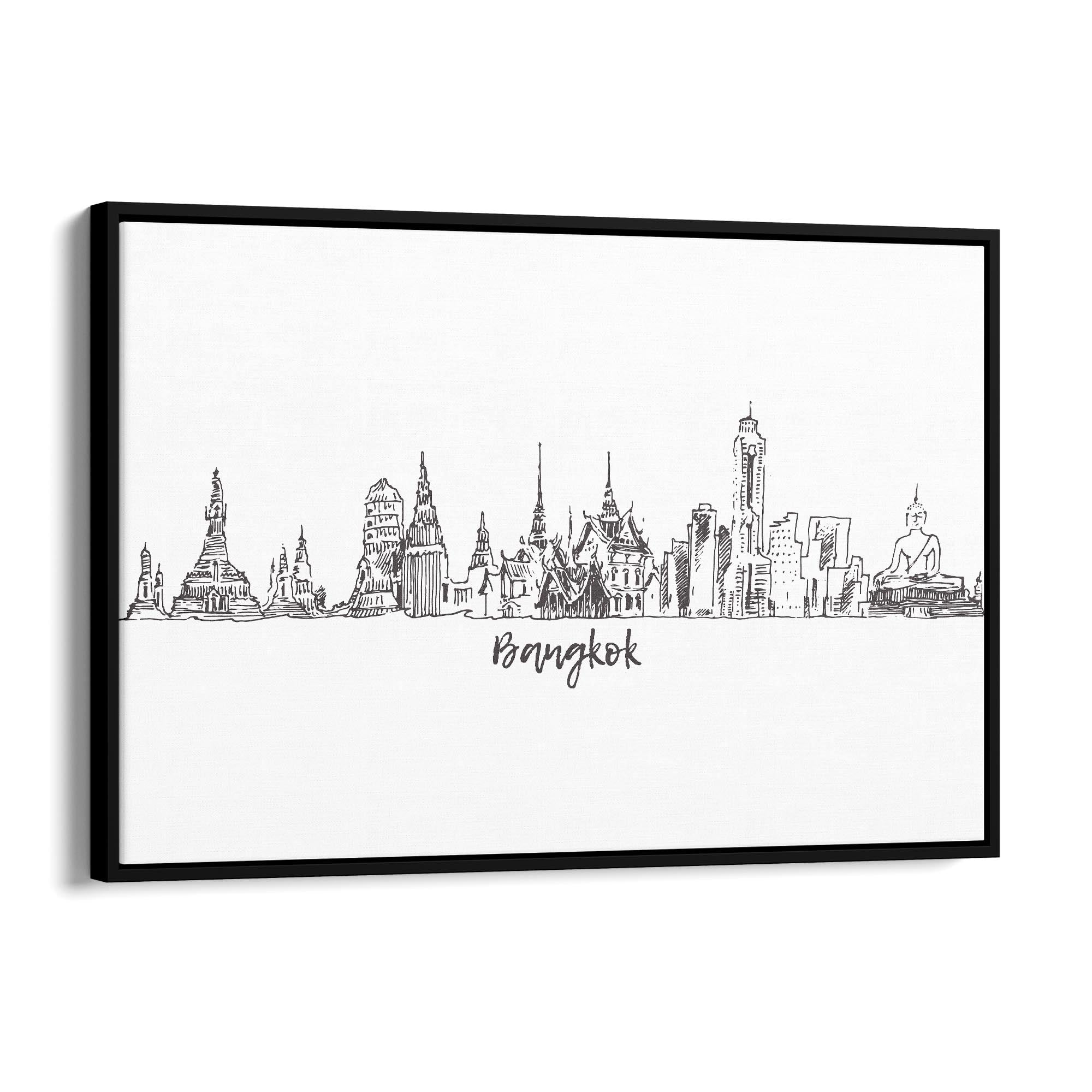 Bangkok Thailand Drawing Minimal Travel Wall Art