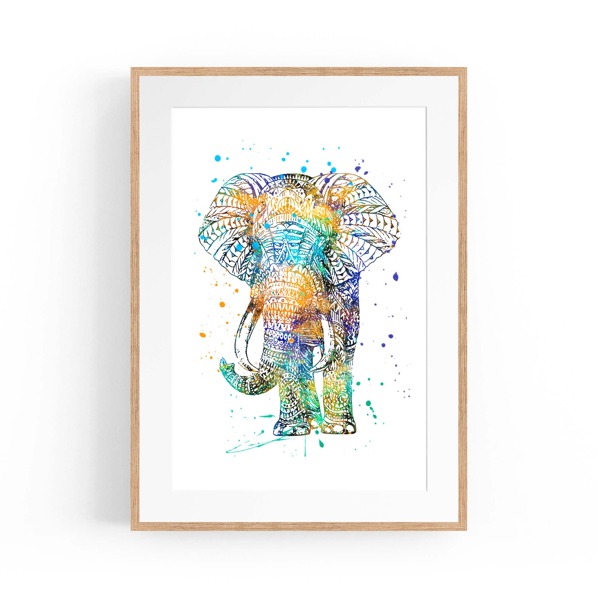 Elephant Mandala Cute Pattern Animal Wall Art