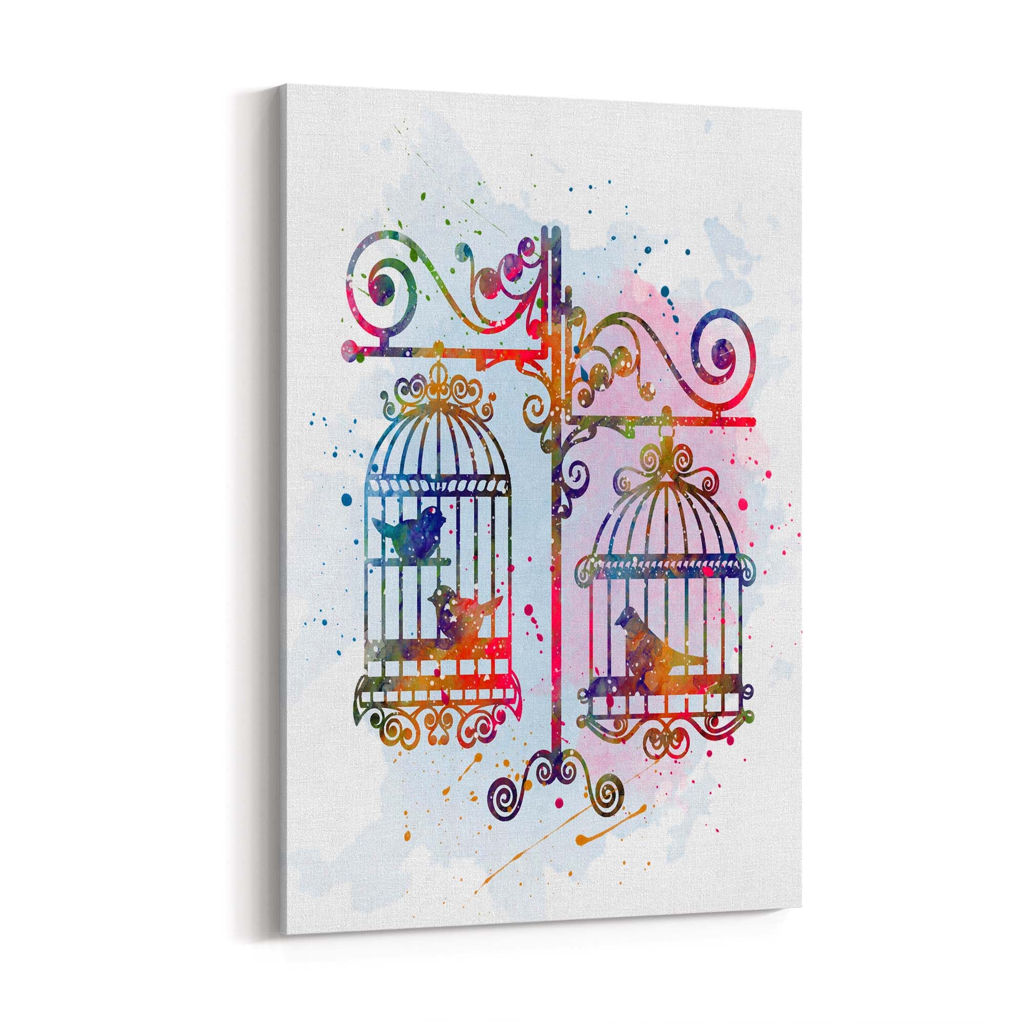 Birds In Cages Cute Decoration Wall Art