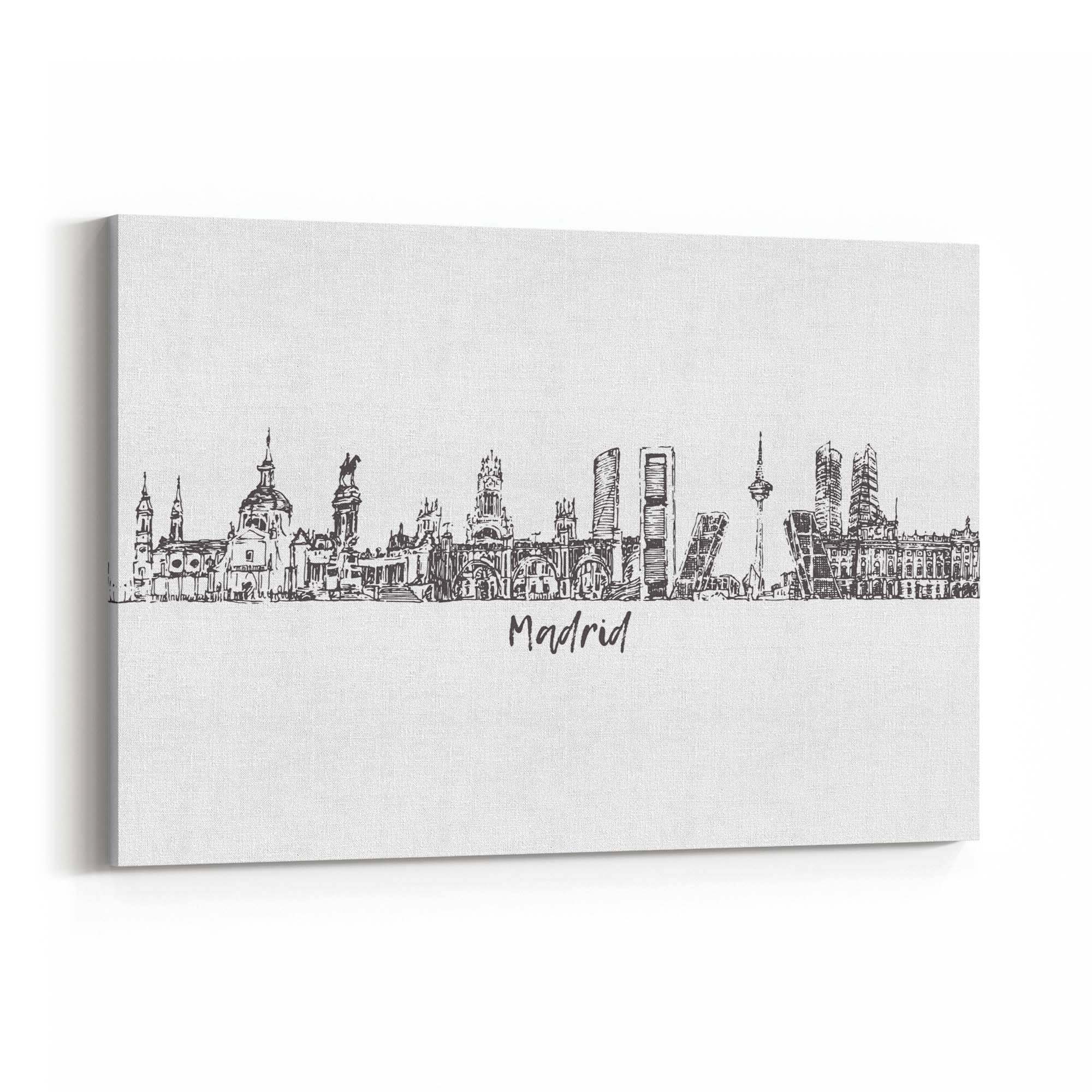 Madrid Spain Cityscape Drawing Travel Wall Art