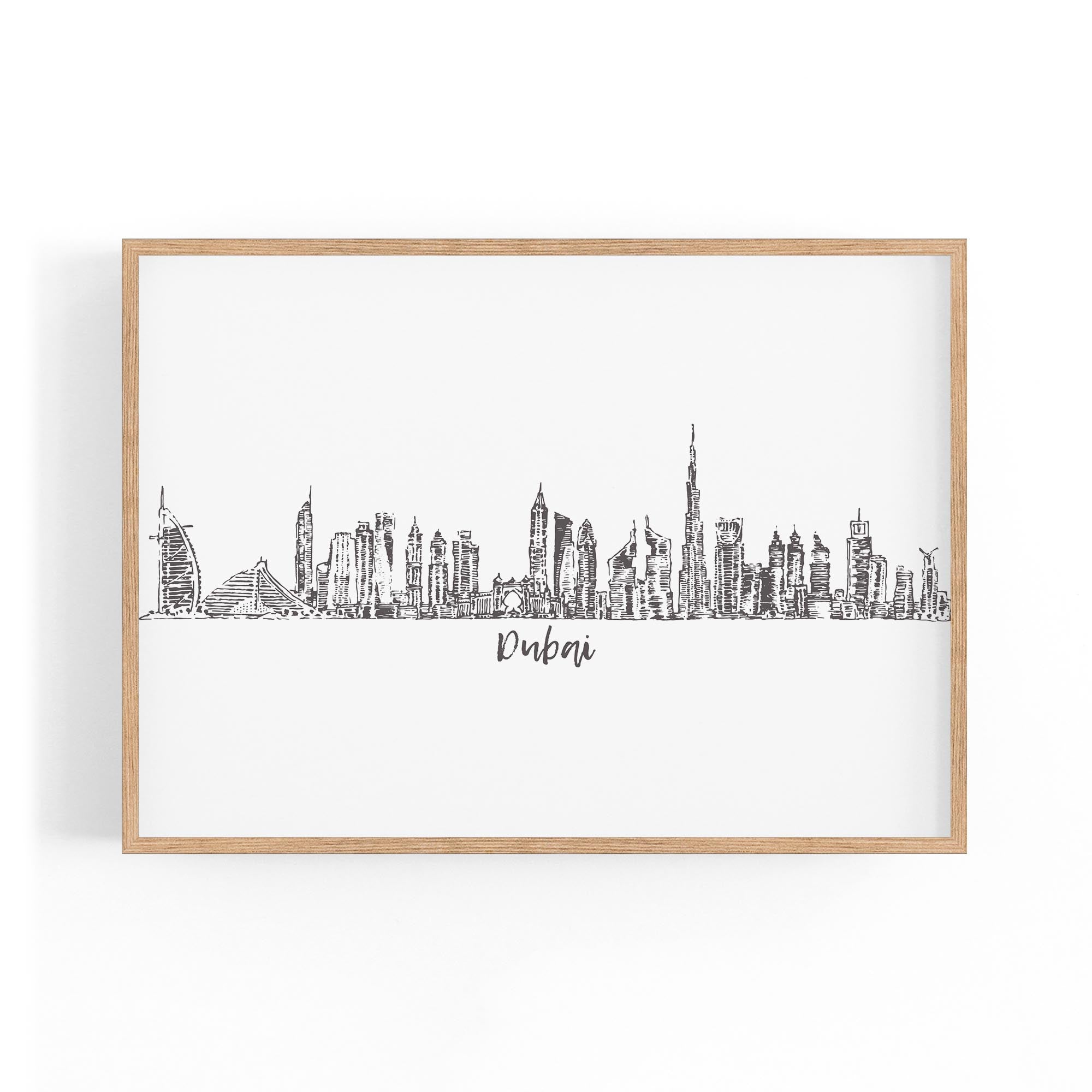 Dubai UAE Cityscape Drawing Minimal Wall Art