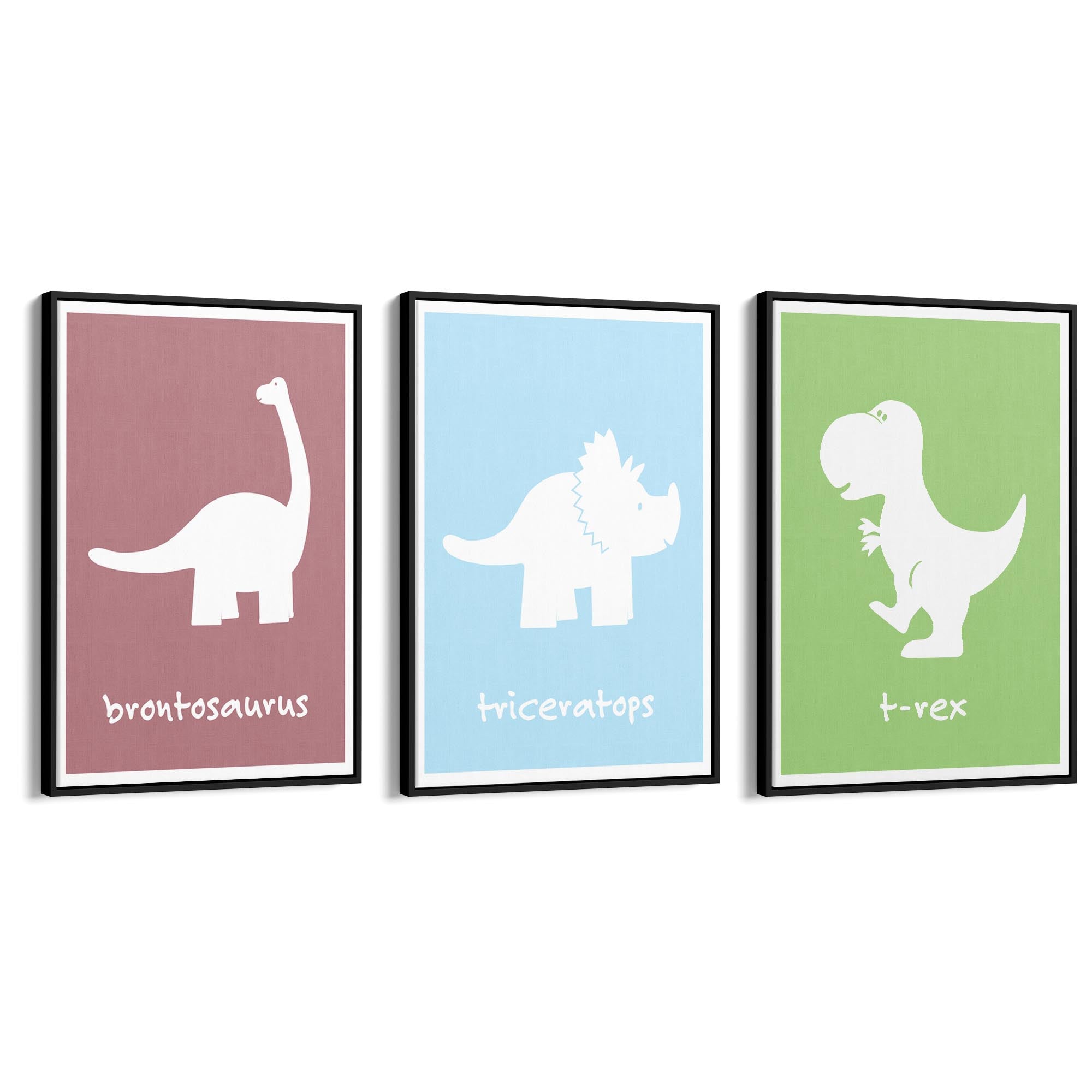 Set of Cartoon Dinosaur Nursery Bedroom Wall Art #2