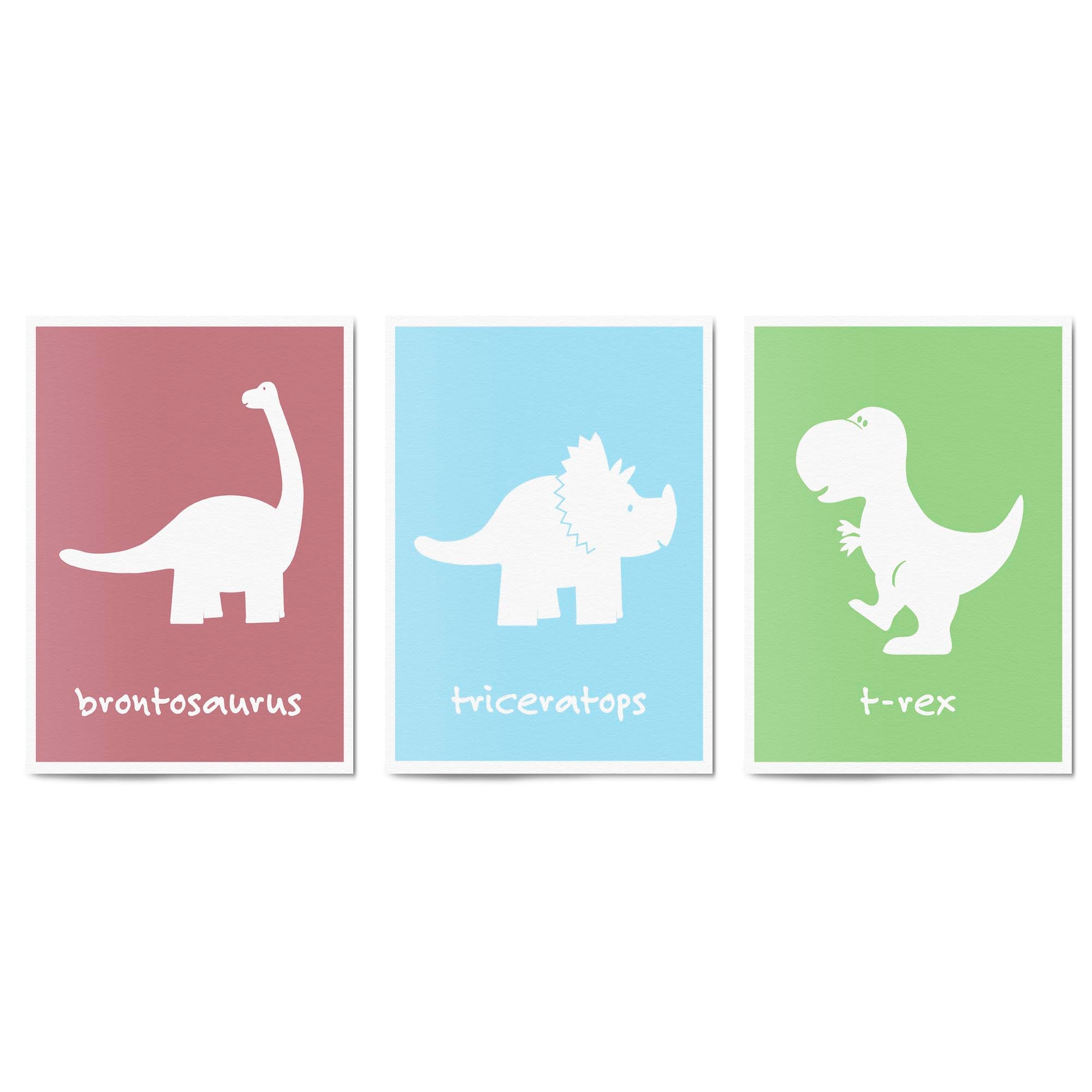 Set of Cartoon Dinosaur Nursery Bedroom Wall Art #2