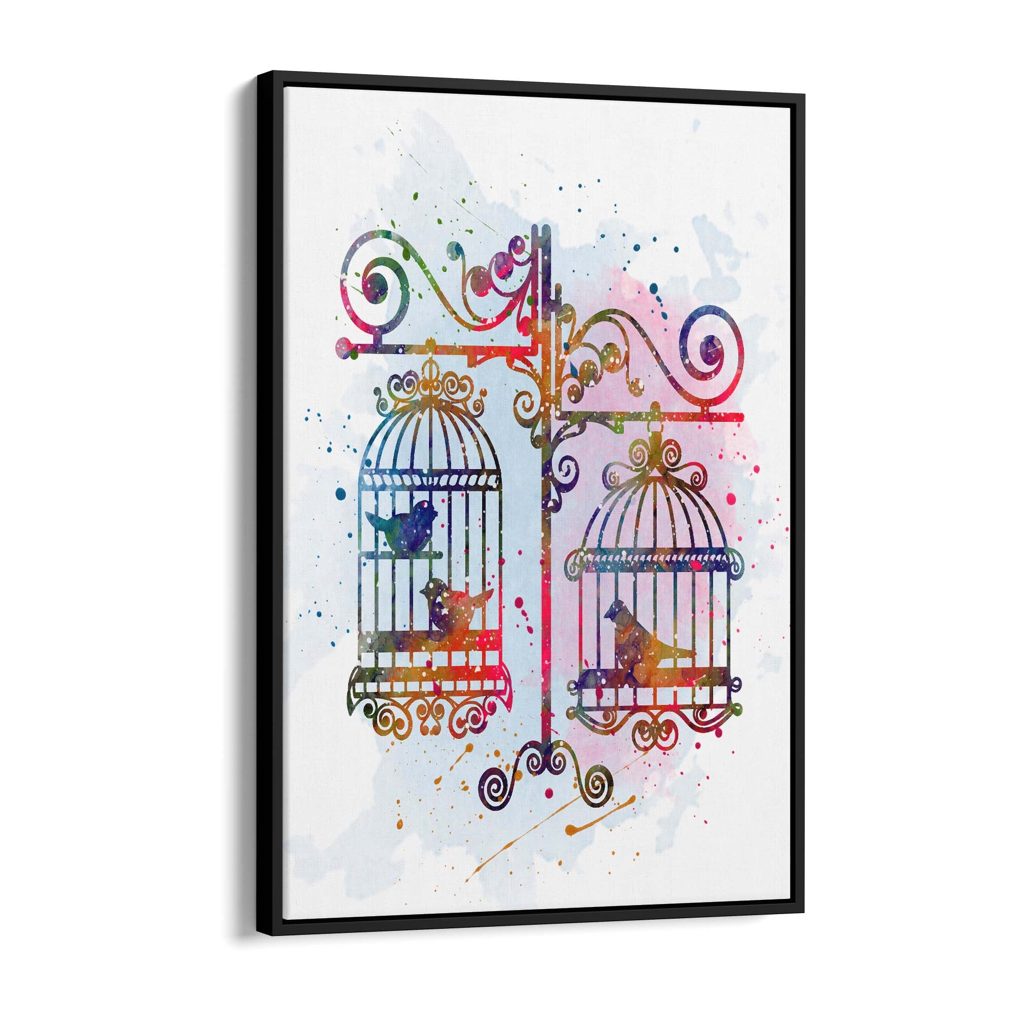 Birds In Cages Cute Decoration Wall Art