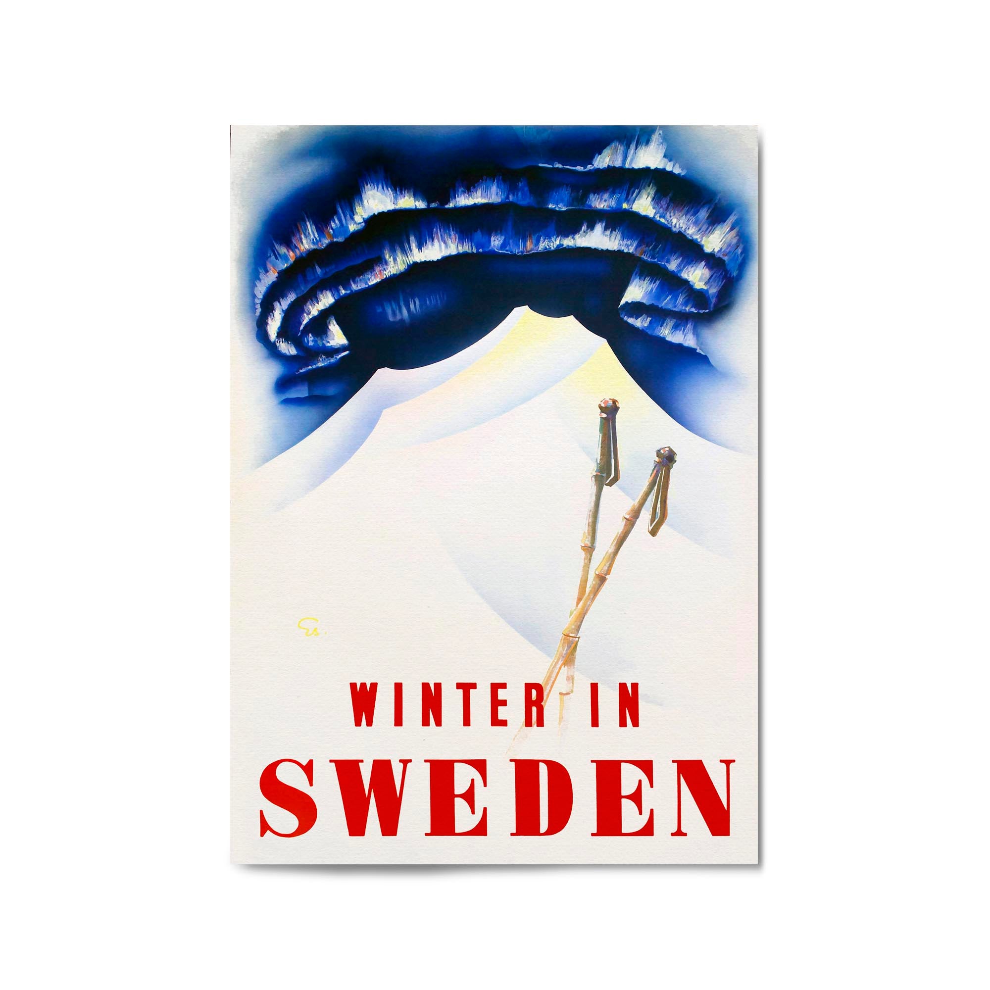 Winter In Sweden Vintage Travel Advert Wall Art