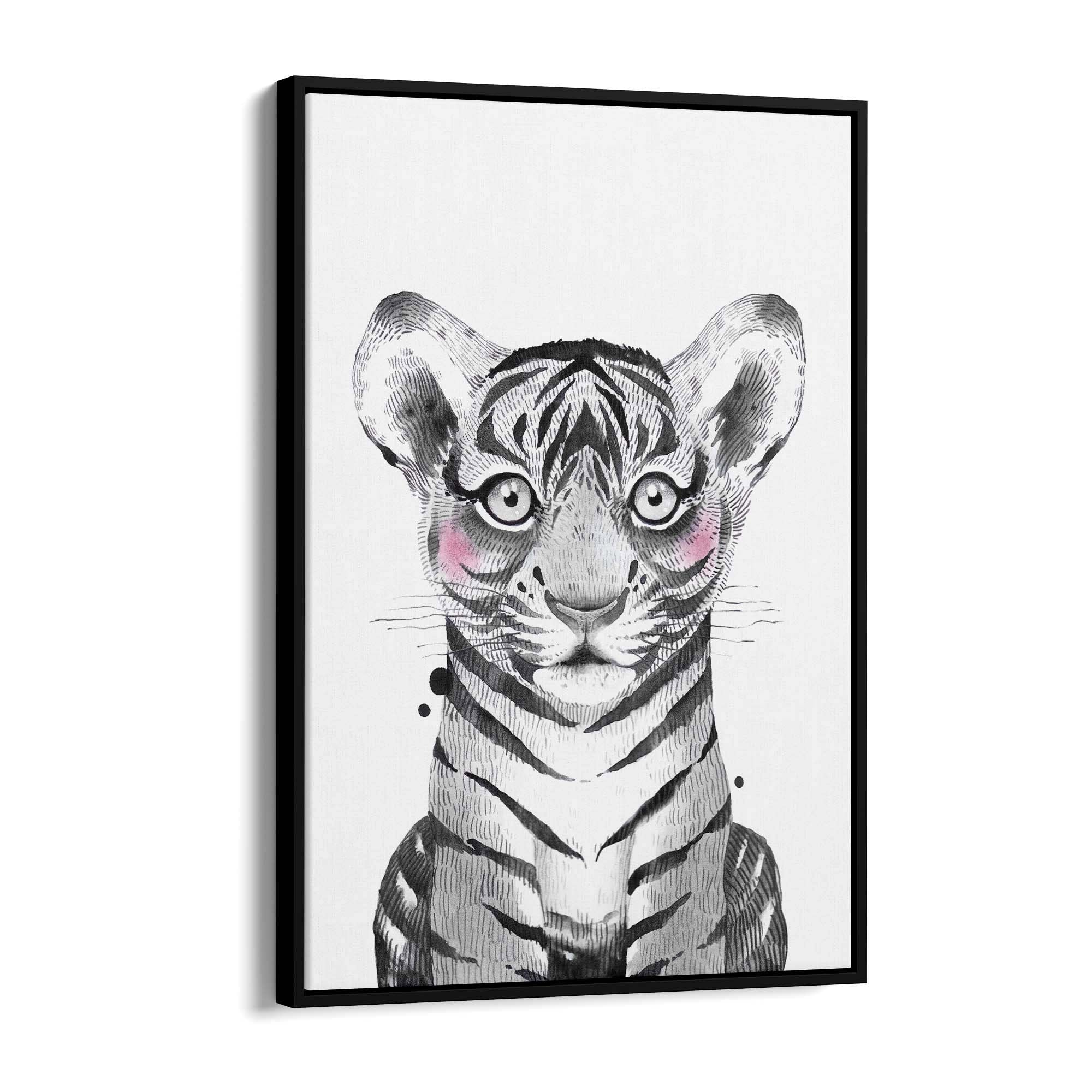 Cute Blushing Baby Tiger Nursery Animal Wall Art